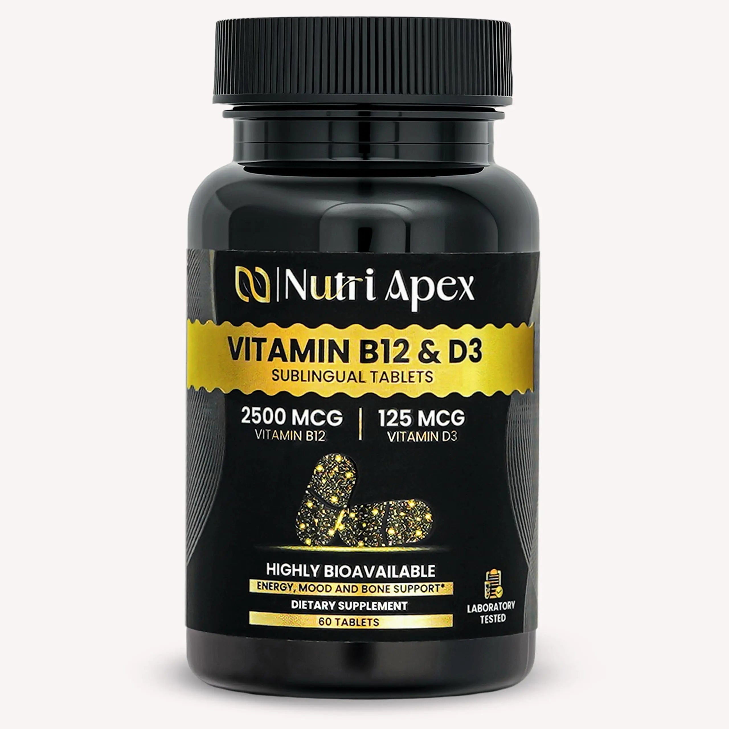 Nutri Apex Vitamin B12 & D3 Sublingual Tablets - 2500 mcg B12 & 125 mcg (5000 IU) D3 - Highly Bioavailable for Energy, Mood & Bone Health - Lab-Tested Nutri Apex buy supplements canada