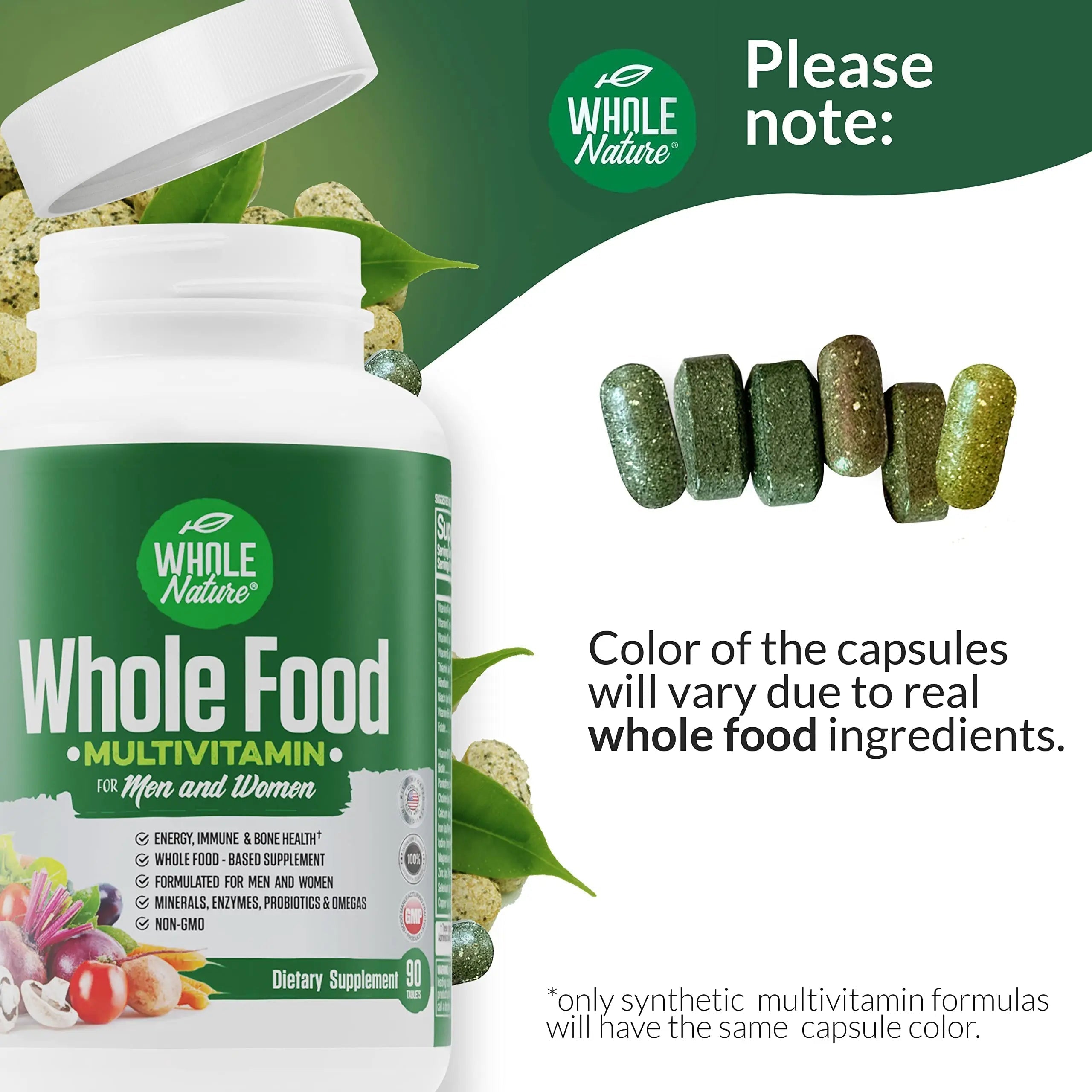Whole Nature Whole Food Multivitamin for Men and Women Complete Daily Superfood Vitamins Plus Minerals Digestive Enzymes Whole Nature buy supplements canada