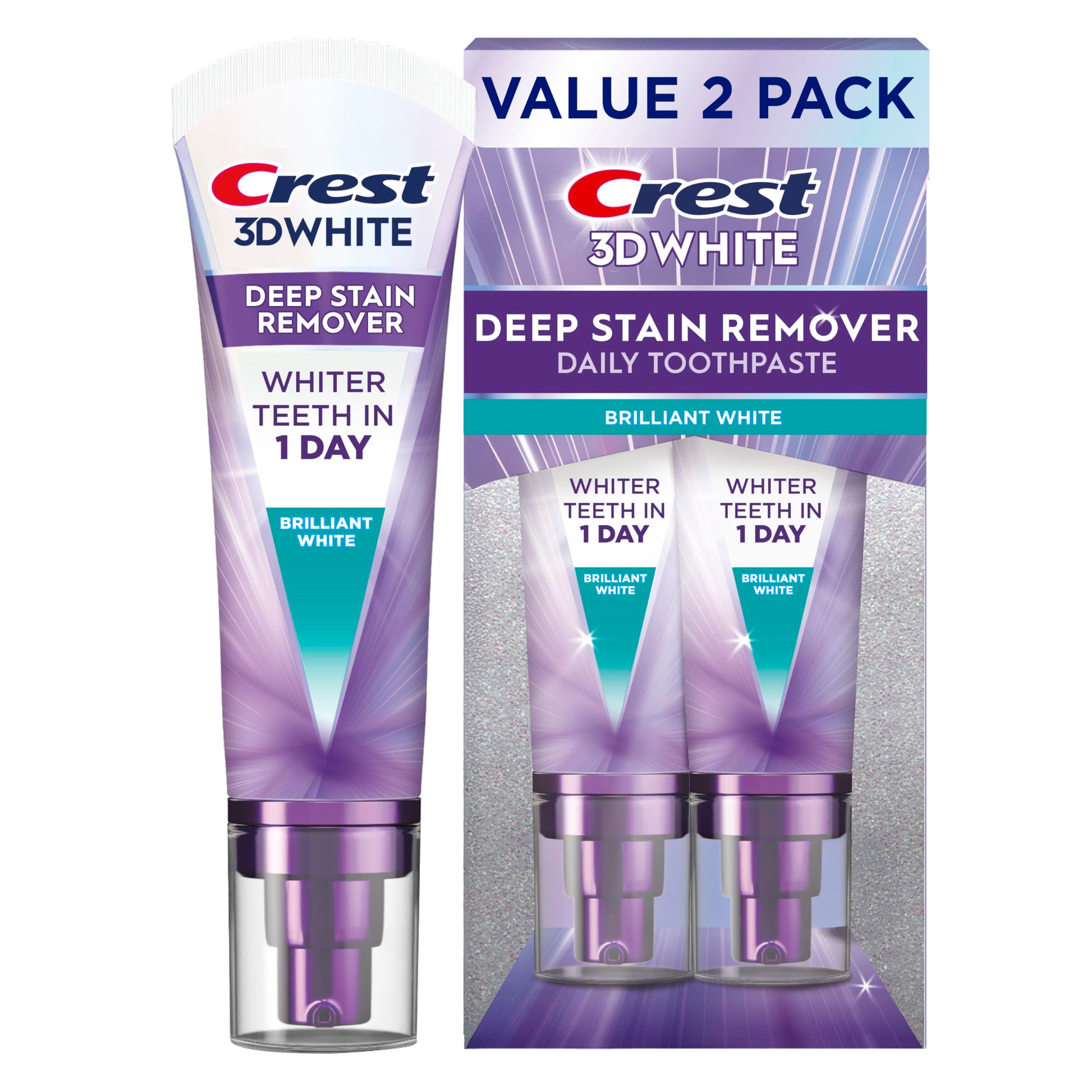 Crest 3DWhite Brilliance Deep Stain Remover Brilliant White Toothpaste - 3.1oz/2pk Crest buy supplements canada