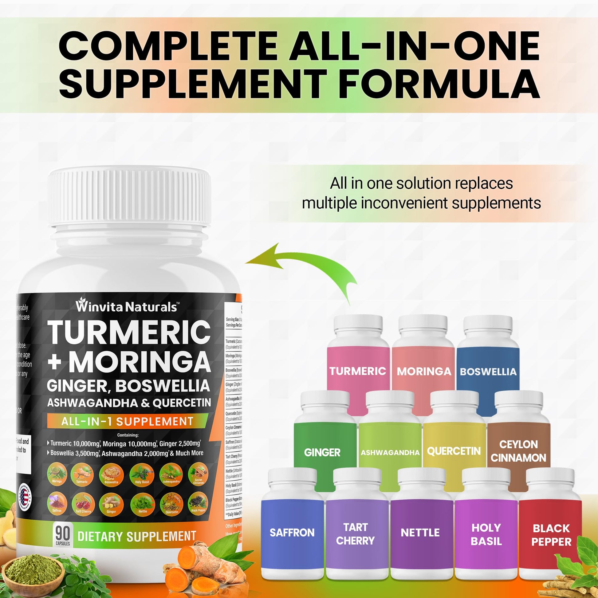 Turmeric Curcumin 10000mg Moringa 10000mg Boswellia 3500mg Ginger 2500mg Winvita Naturals buy supplements canada