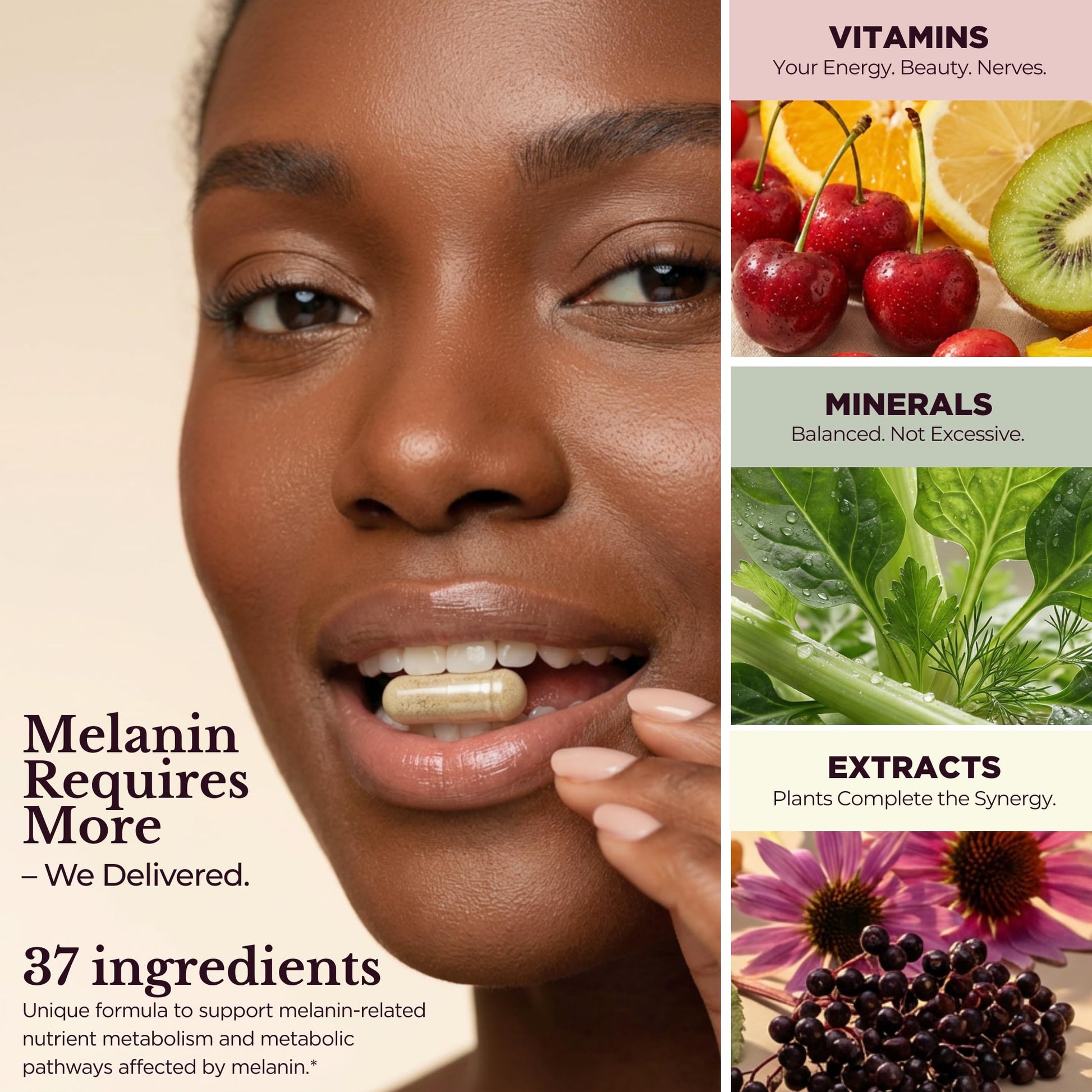 TODICAMP Melanin-Rich Physiology Women's Wellness Formula with 37 Active Ingredients - Daily Multivitamin for Women Hormone Balance, Energy Vitamins for Women, Biotin Supplement for Hair Skin & Nails TODICAMP buy supplements canada