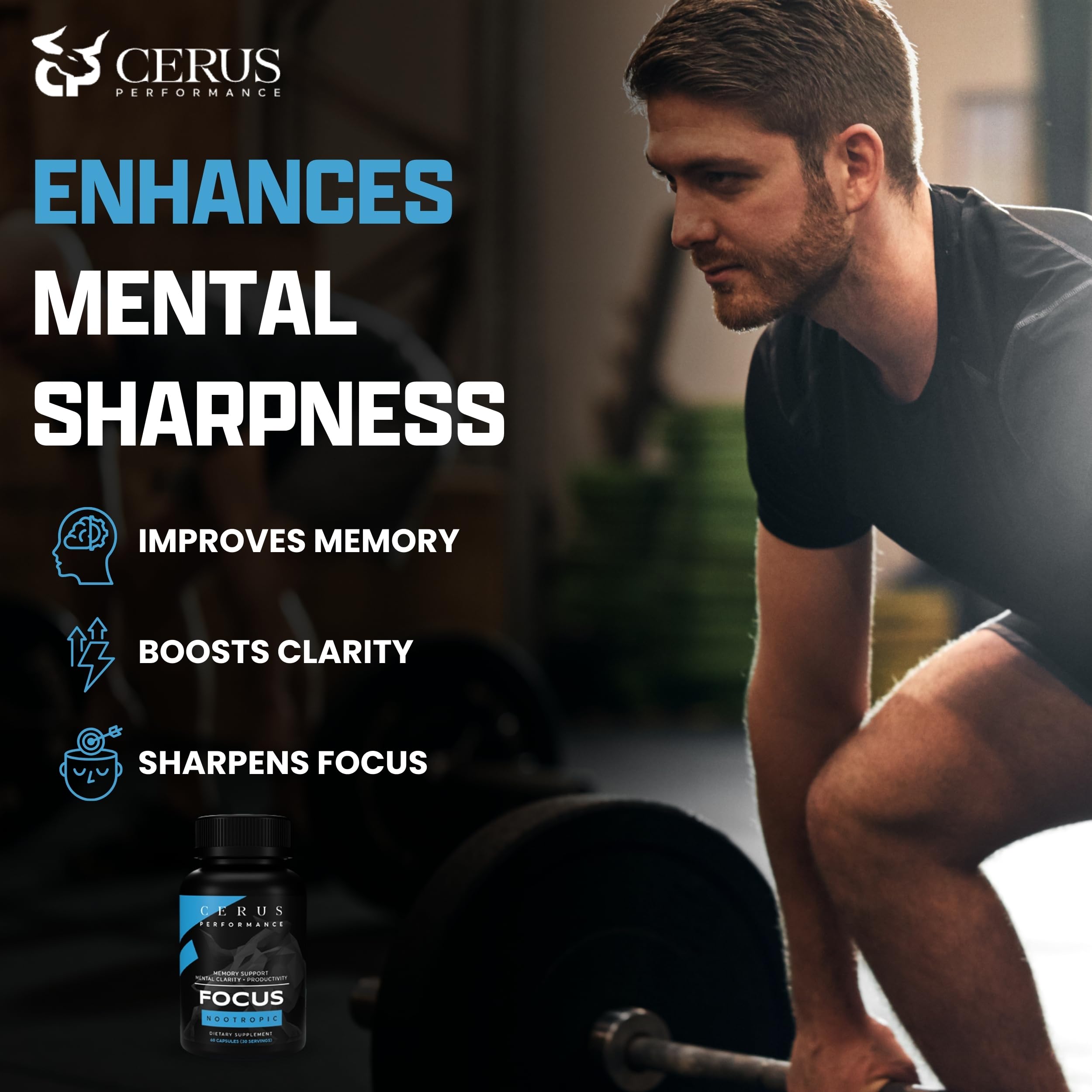 Cerus Performance Focus Nootropic Supplement - Enhances Mental Clarity, Boosts Memory & Cognitive Function, Improves Alertness - Ideal for Athletes & Fitness Enthusiasts - 60 Capsules Cerus buy supplements canada