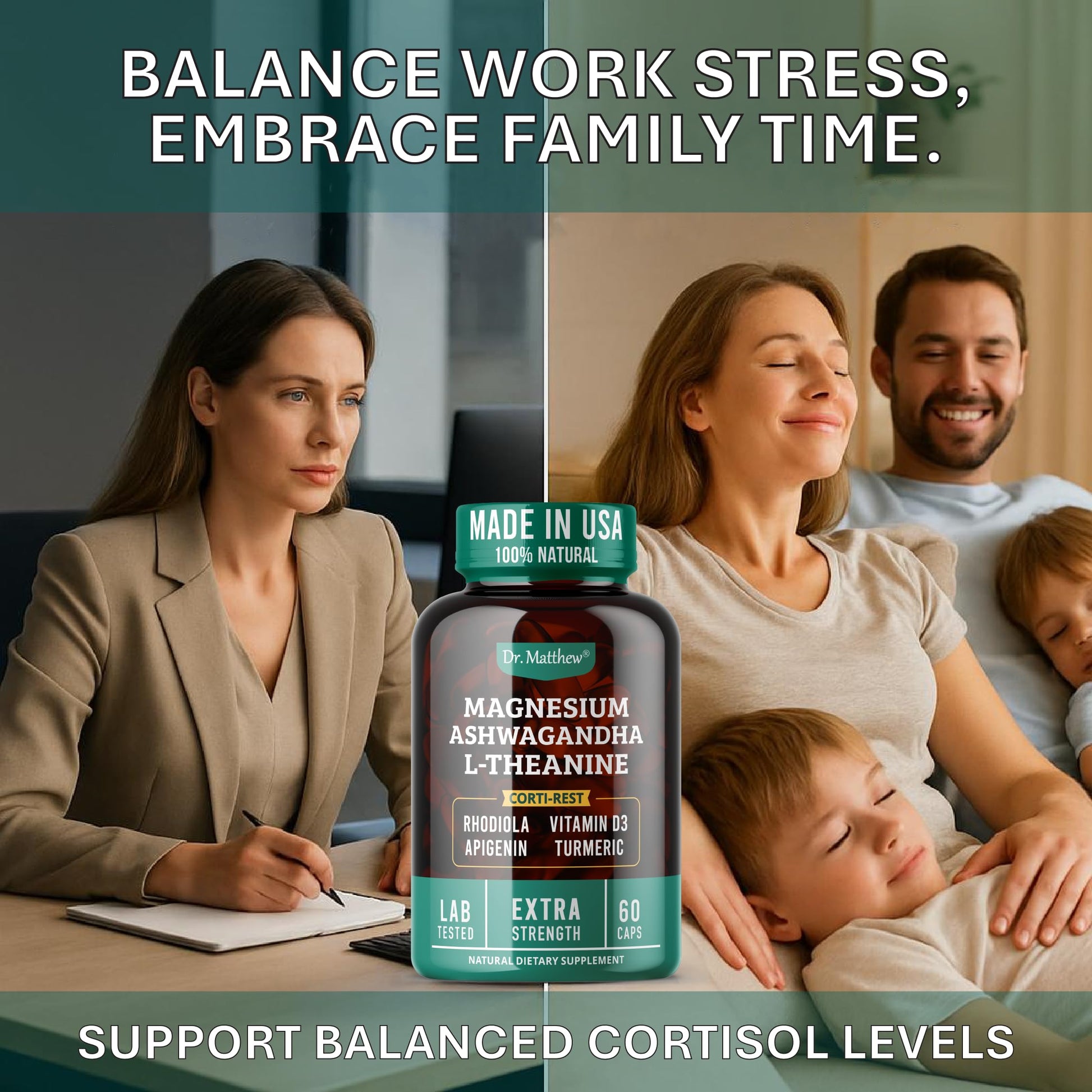 Cortisol Reducer & Adrenal Support Supplement–Natural Stress Relief with Ashwagandha KSM-66, Magnesium Glycinate & Citrate, L-Theanine, Rhodiola, Apigenin, Turmeric & Vitamin D3–Calm Mood & Relaxation Dr. Matthew buy supplements canada
