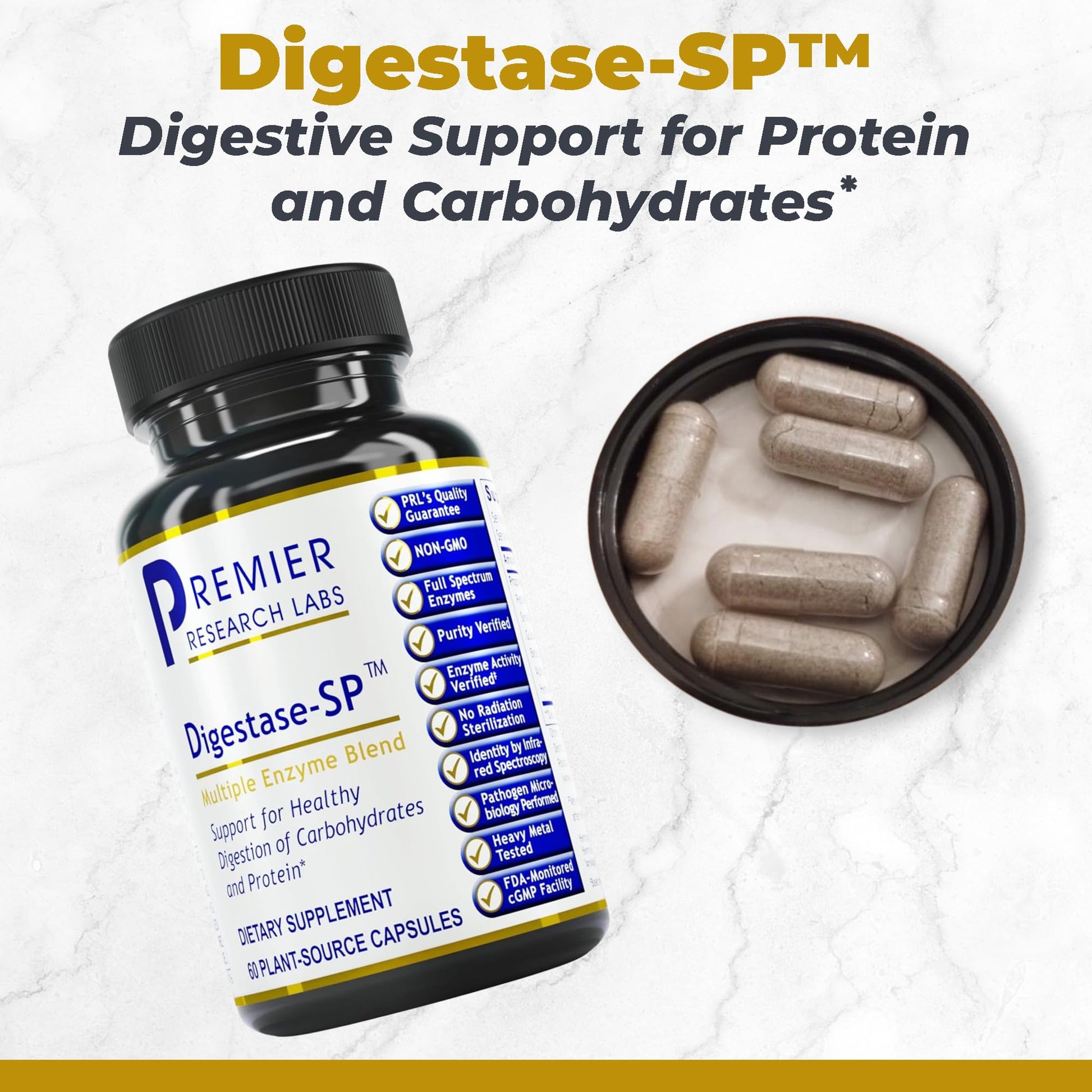 Premier Research Labs Digestase-SP - Enzymes for Digestion, Fermented Digestive Enzymes for Women & Men, Gut Health Support Pills with Peptidase, Hemicellulase - 60 Vegetarian Capsules Premier Research Labs buy supplements canada