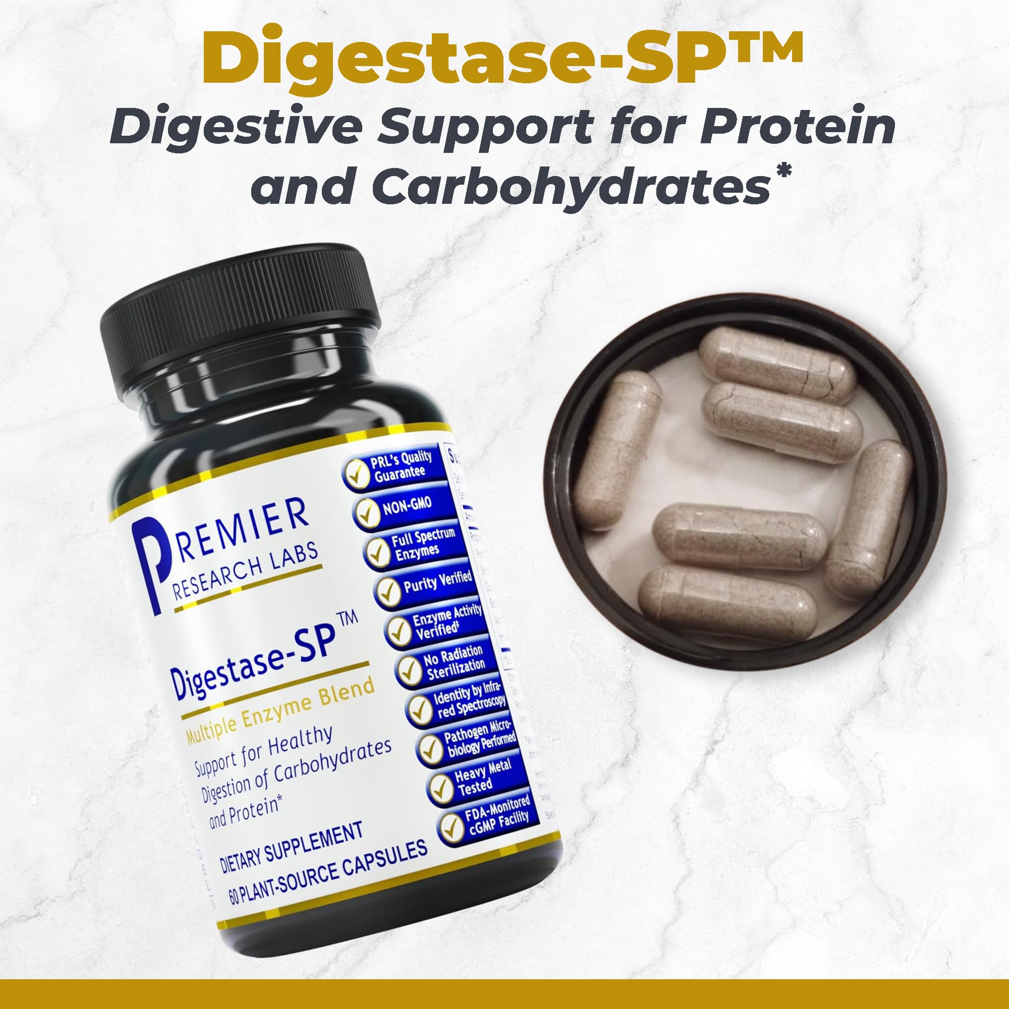 Premier Research Labs Digestase-SP - Enzymes for Digestion, Fermented Digestive Enzymes for Women & Men, Gut Health Support Pills with Peptidase, Hemicellulase - 60 Vegetarian Capsules Premier Research Labs buy supplements canada