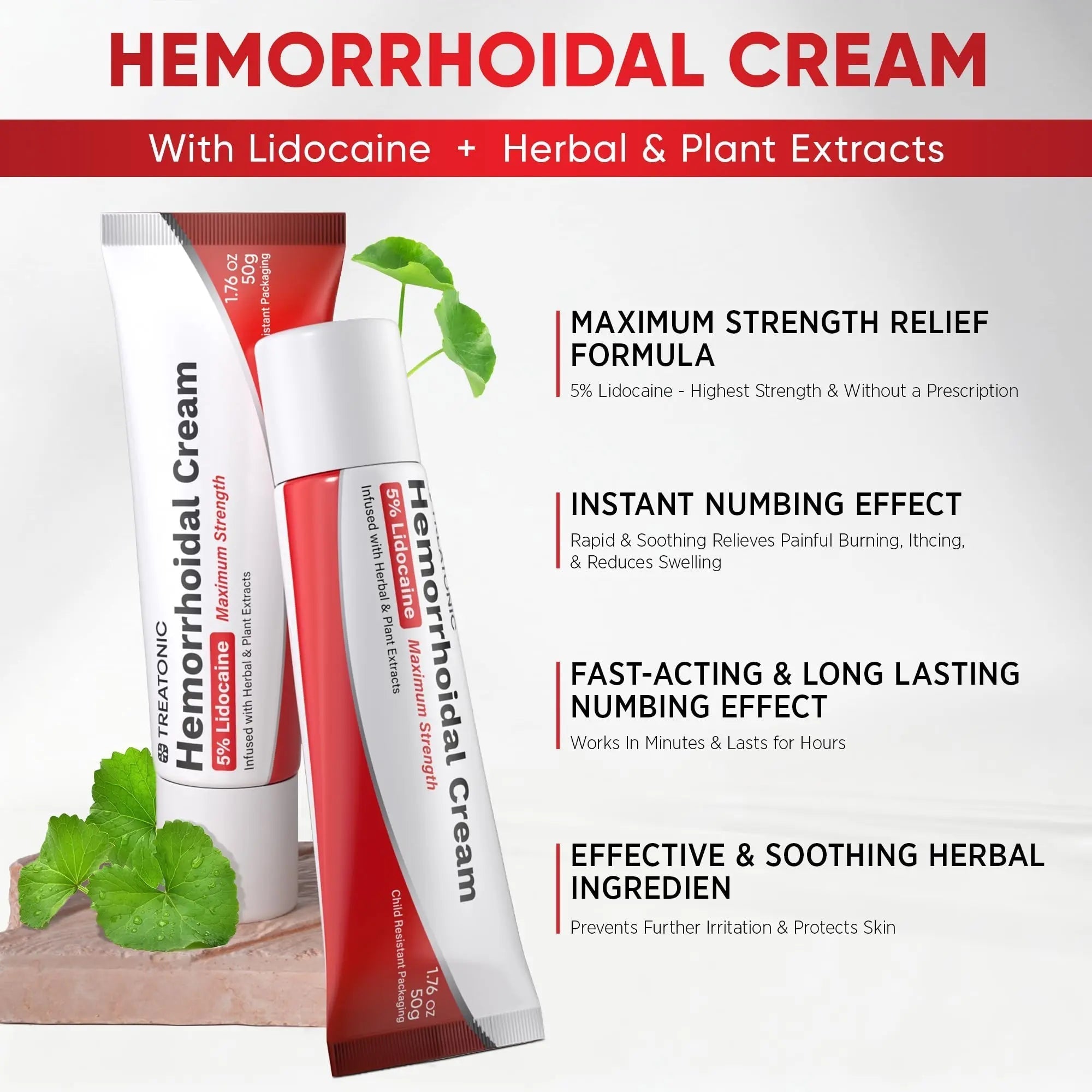 Treatonic Hemorrhoid Treatment Cream: 5% Lidocaine Hemorrhoid Cream for Numbing Relief of Pain, Burning, Itching, Discomfort, & Swelling - Fissure & Hemorrhoids - 1.76 oz Treatonic buy supplements canada