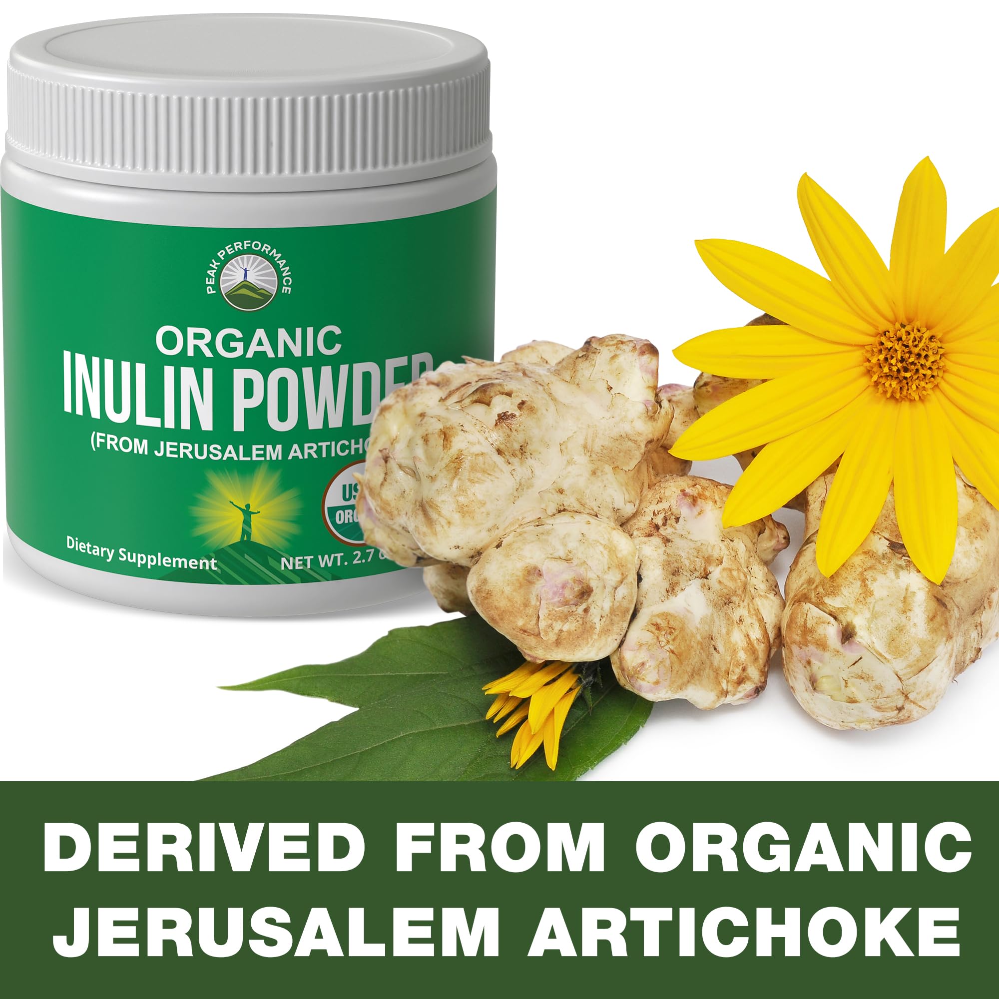 Peak Performance Organic Inulin Powder Natural Prebiotic Fiber for Gut Health. USDA Organic Raw Plant Based Vegan Prebiotics FOS Supplement from Jerusalem Artichoke Peak Performance buy supplements canada