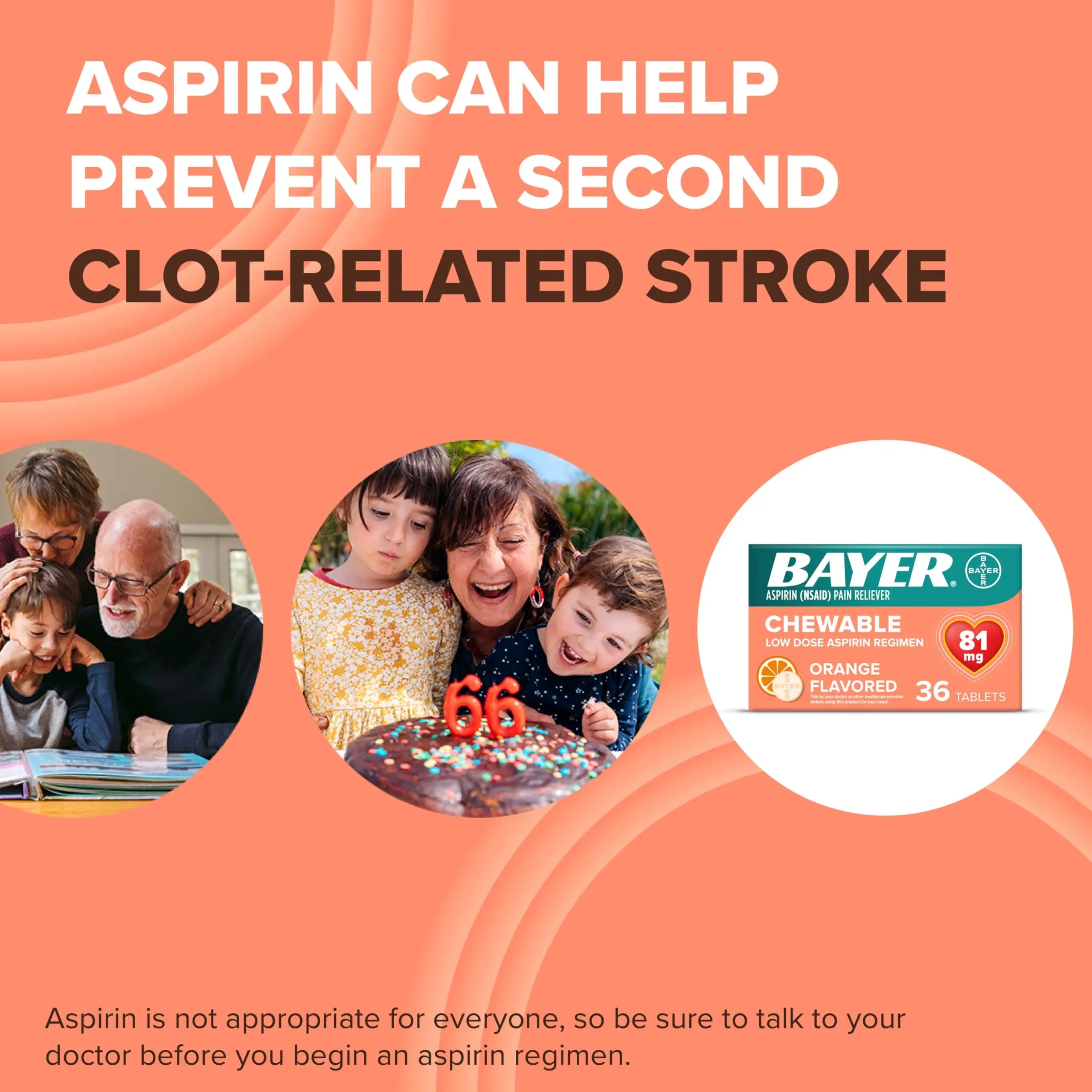 Bayer Aspirin Low Dose 81 mg Chewable Tablets, Pain Reliever, Orange Flavored, 216 Tablets (6 Pack) Bayer buy supplements canada