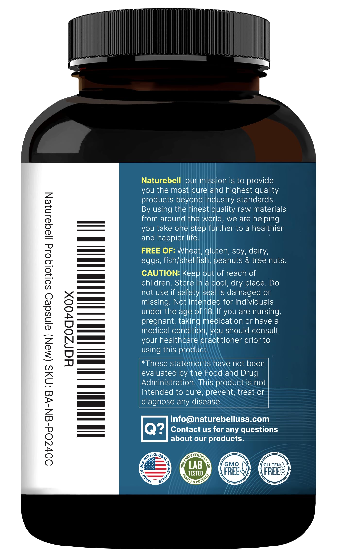 NatureBell Probiotic 200 Billion CFU – 40 Strains Per Serving | 240 Veggie Capsules with Prebiotics and Probiotics – Full Spectrum Complex with Enzymes – Daily Probiotics for Women & Men NatureBell buy supplements canada