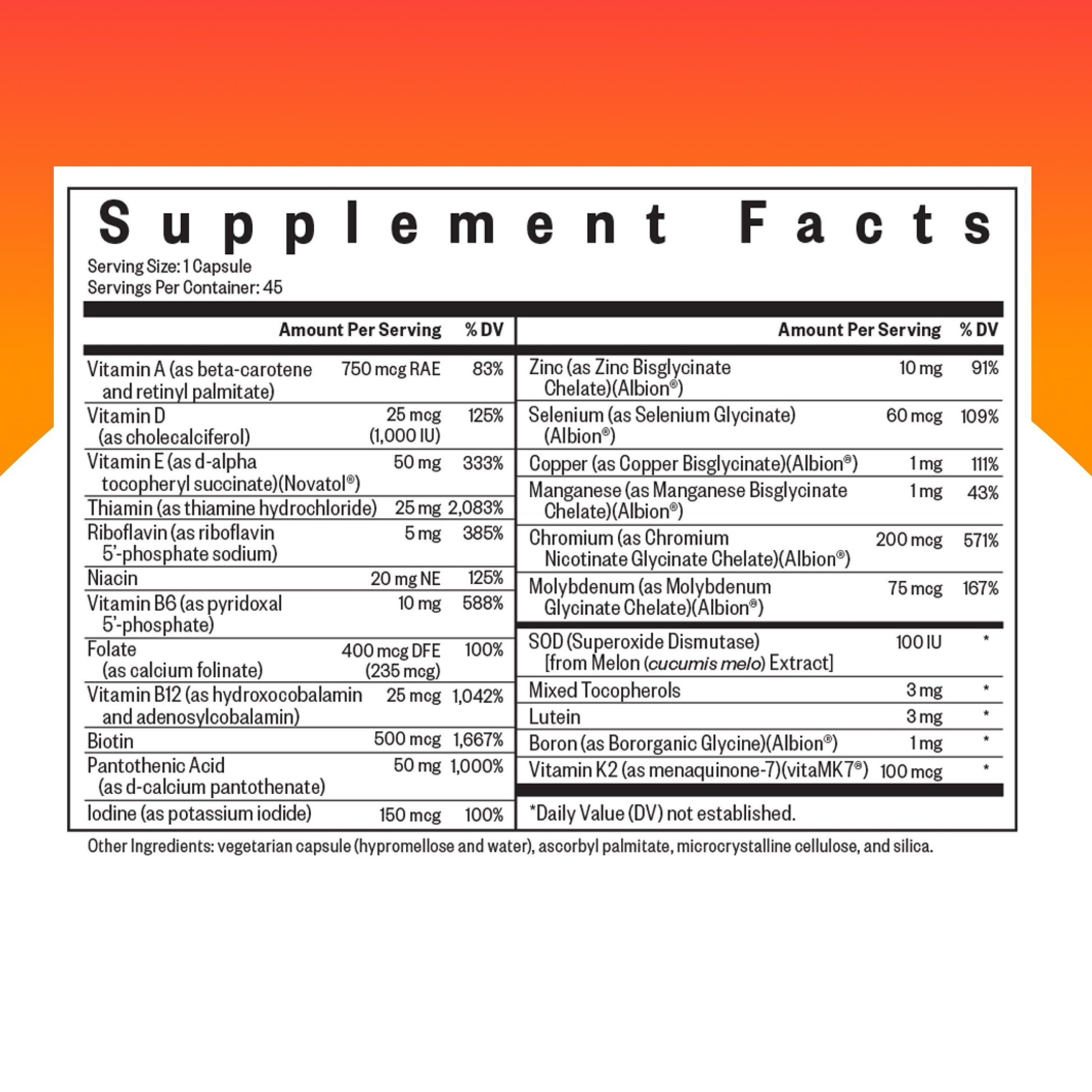 Seeking Health Multivitamin One MF - MTHFR Support Supplement with Calcium Folinate & Vitamin B12 - Easy-to-Digest - Methyl-Free Vegetarian Capsule - 45 Veggie Capsules Seeking Health buy supplements canada