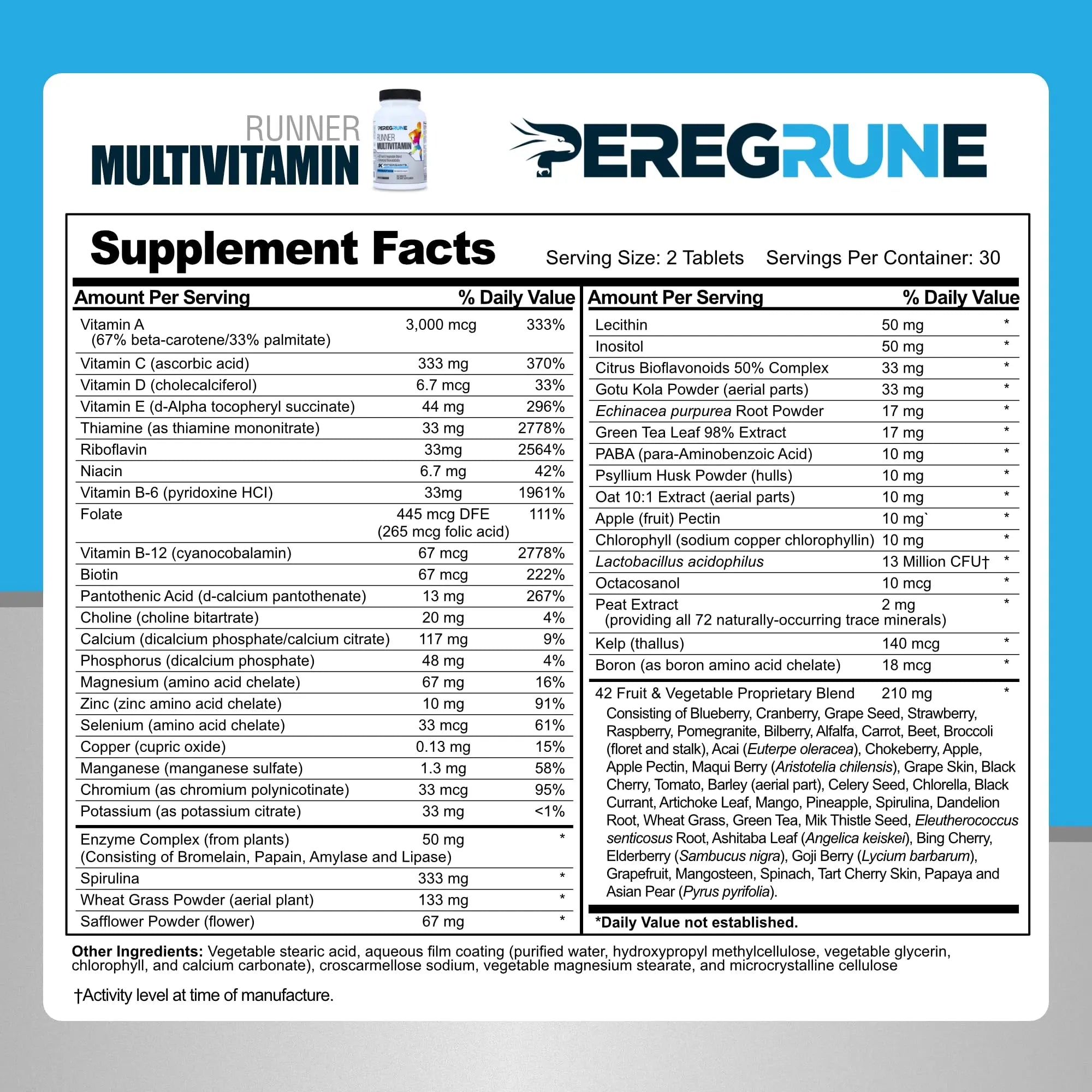 PEREGRUNE Runner Multivitamin & Joint Support Supplement | Antioxidants, Complete B-Complex & Probiotics to Support Energy PEREGRUNE buy supplements canada