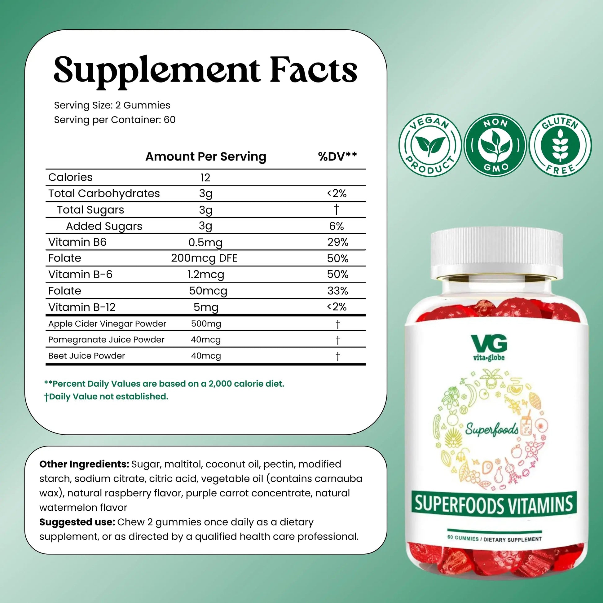 VITA GLOBE Superfood Gummy Vitamins – Immune Health & Antioxidant Support – Daily Wellness Gummies for Adults & Kids – Vegan VITA GLOBE buy supplements canada