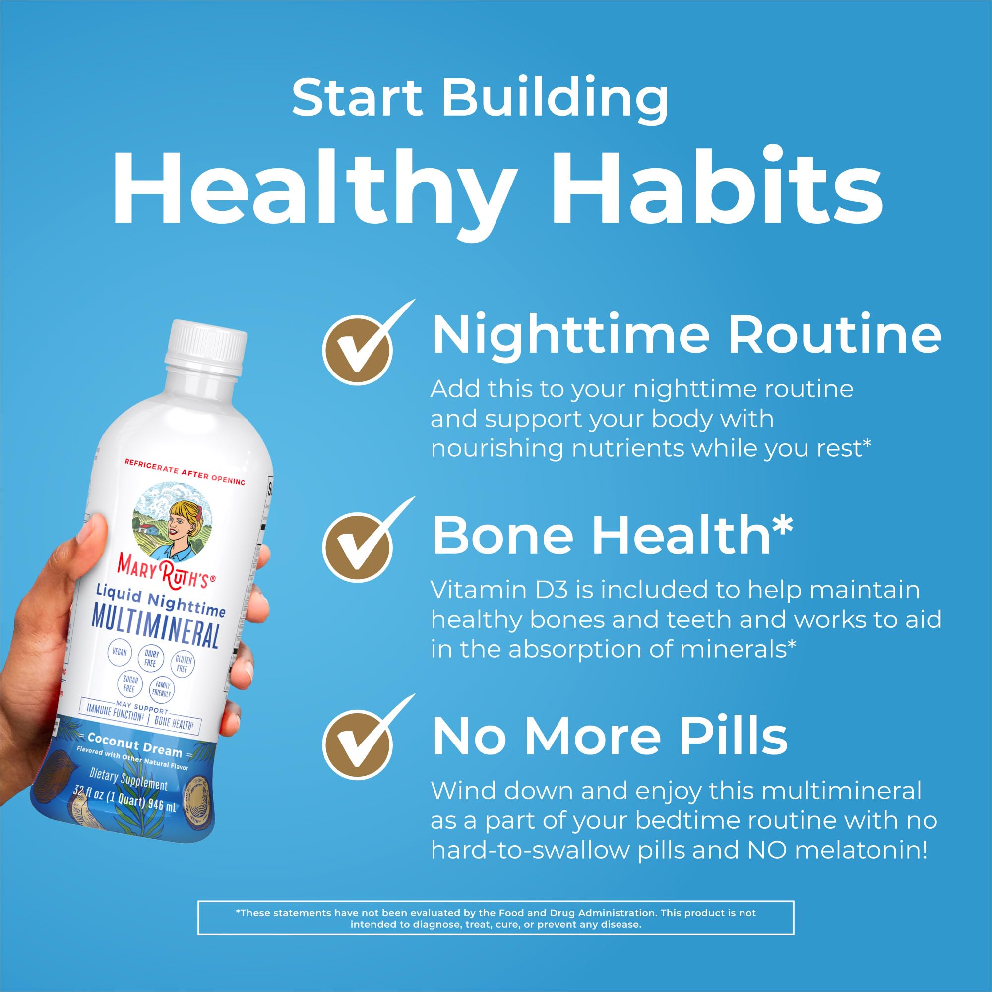 MaryRuth Organics Liquid Nighttime Multimineral | No Melatonin | Bedtime Routine | Magnesium Citrate | Calcium | Zinc | Vitamin D3| Available in 4 Flavors - Vegan | Sugar Free | Gluten Free | 32 Oz MARYRUTH'S buy supplements canada