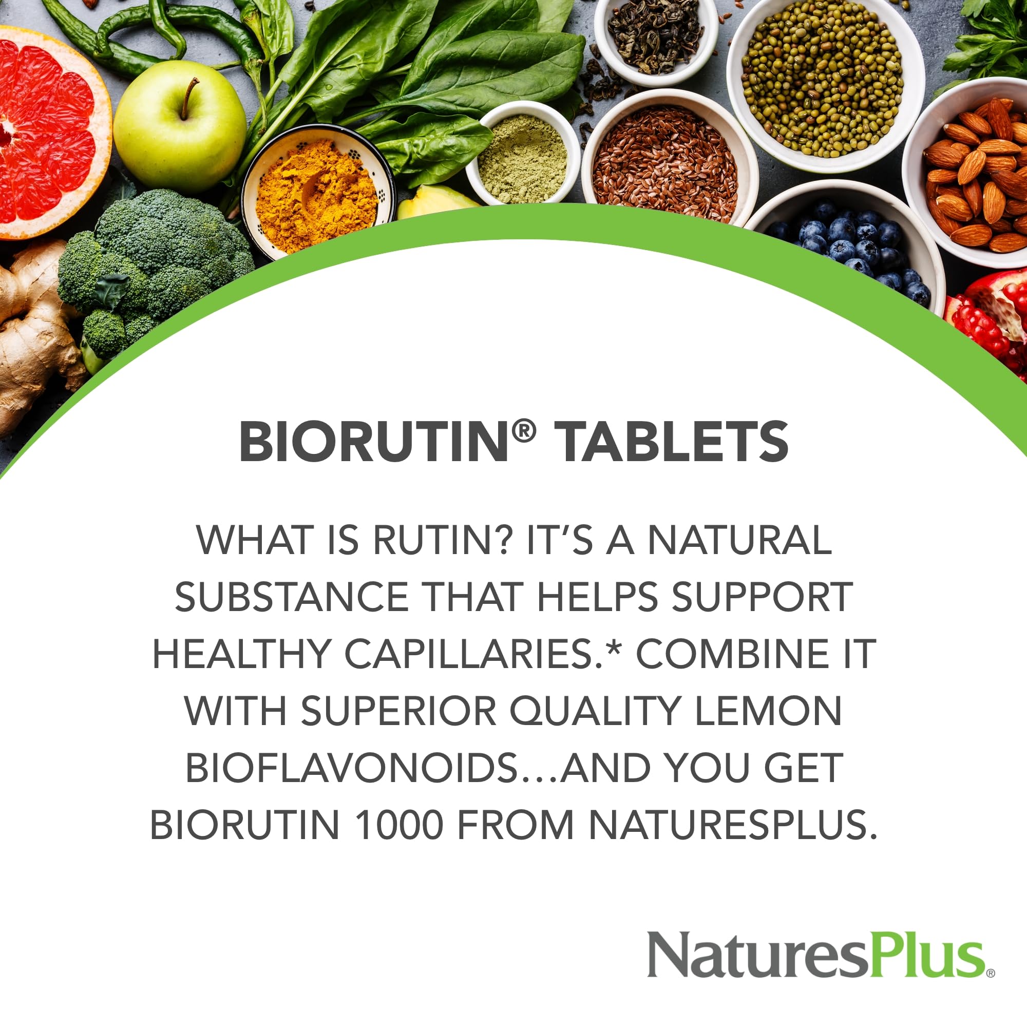 NaturesPlus Biorutin 1000 mg - 90 Tablets - Bioflavonoid & Rutin Complex - Supports Vascular Function & Circulation - Vegetarian, Gluten Free - 90 Servings NaturesPlus buy supplements canada