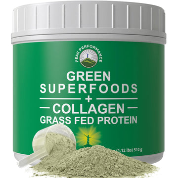 Greens Superfood + Grass Fed Collagen Peptides Powder - Ultimate Blend of Best Tasting Green Superfood with Pure Pasture Raised Hydrolyzed Protein Powder for Skin Hair + Joint Health Peak Performance buy supplements canada