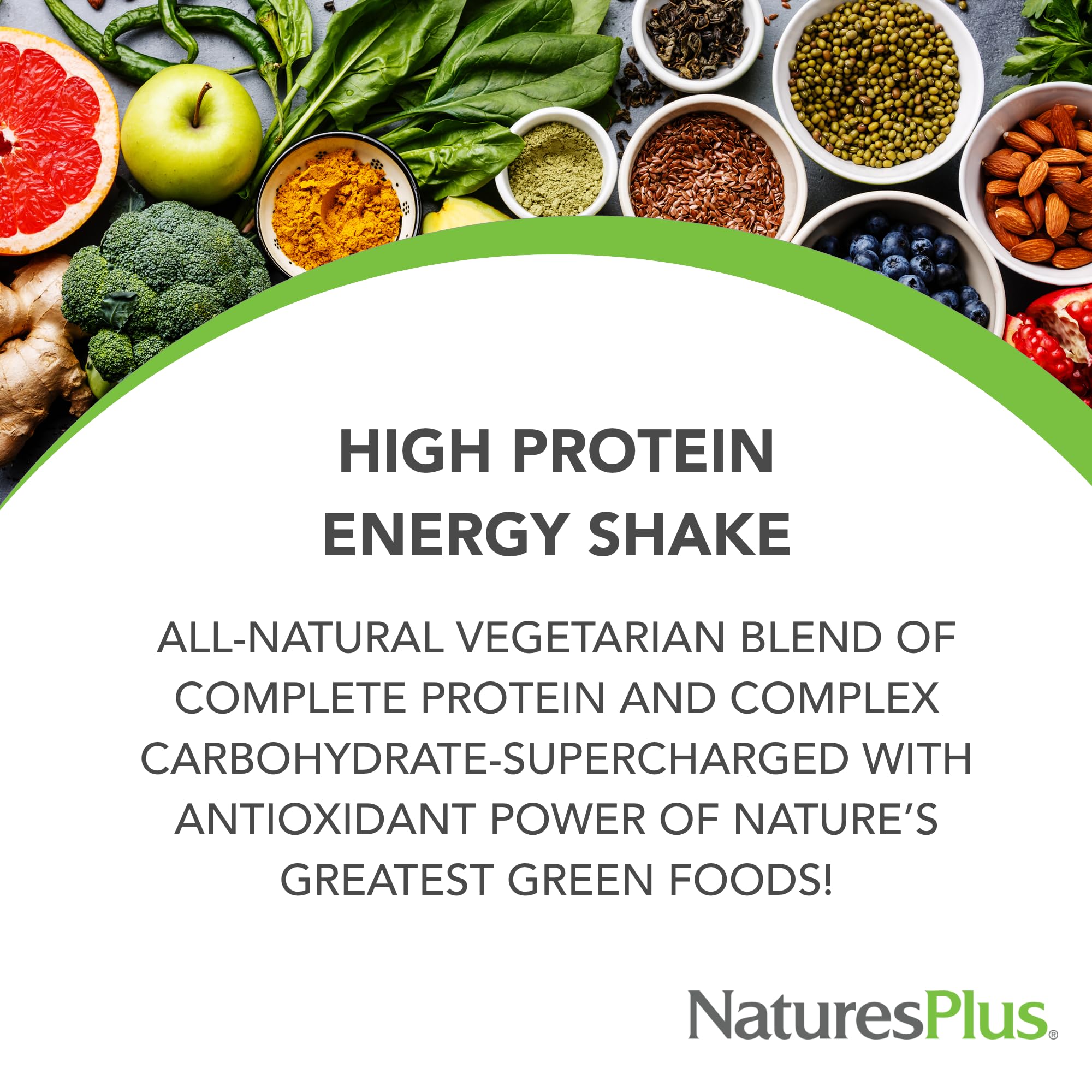 NaturesPlus FRUITEIN Revitalizing Green Foods Shake - 1.3 lbs - Plant-Based Protein (13g/Serving) - Supports Energy & Immune System - Vegetarian, Gluten Free & Non-GMO - 16 Servings NaturesPlus buy supplements canada