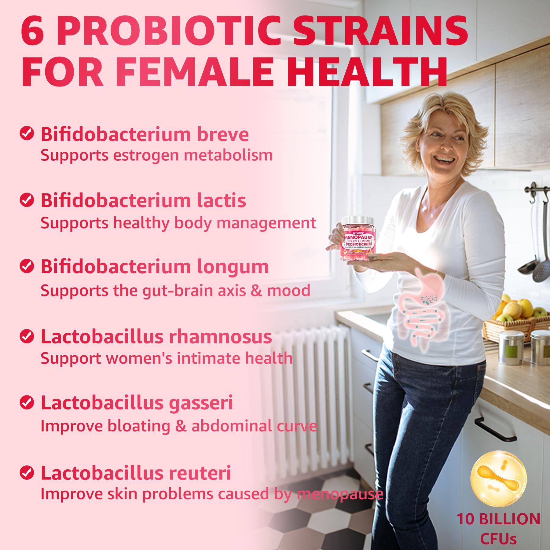 Sugar Free Menopause Supplement Gummies for Women, Menopause Probiotics (10 Billion CFU) Filled Gummy with Ashwagandha, Dong Quai & Black Cohosh for Hot Flashes, Night Sweats, Mood Swings, Gut Health NEVISS buy supplements canada