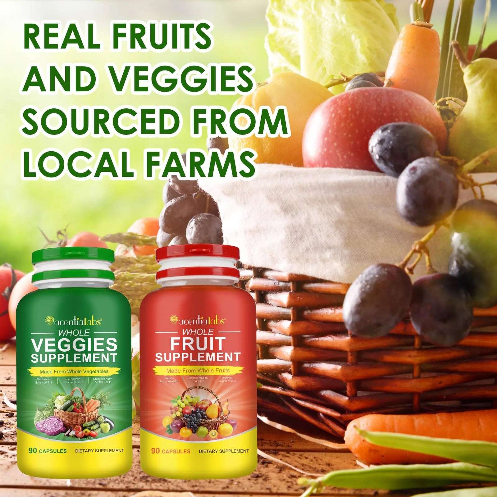Fruit & Veggies Capsules | Daily Fruit & Vegetable Blend | 2 Bottles – 180 Vegetarian Capsules | Plant-Based Superfood Formula | Non-GMO, Gluten Free Generic buy supplements canada