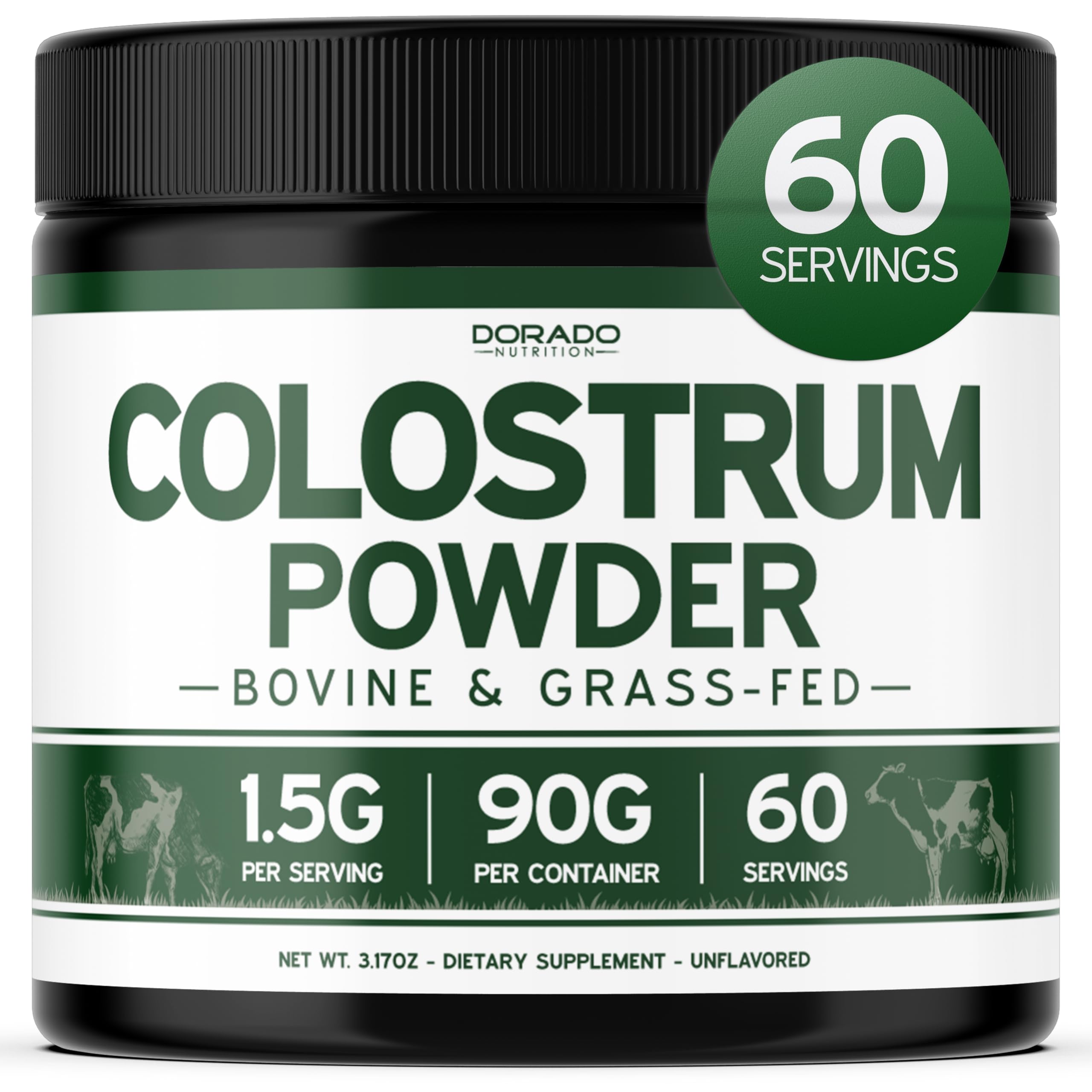 Colostrum Supplement Powder 90g (60 Servings of 1.5g Pure Bovine Colostrum Std. to Contain 20% IgG Immunoglobulins) Grass Fed Powder - No Fillers, Third Party Tested, Unflavored & Non-GMO DORADO NUTRITION buy supplements canada