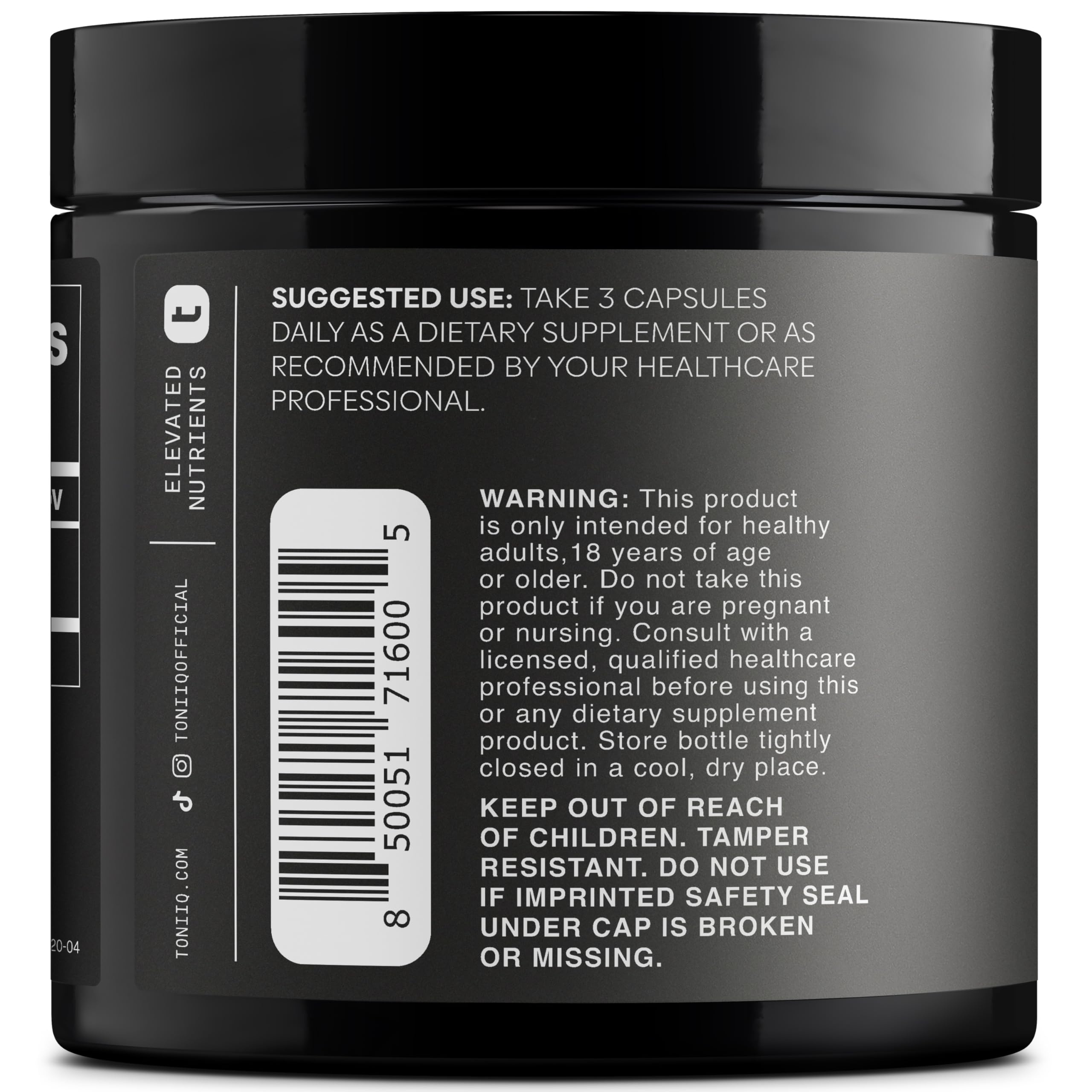 Toniiq Black Maca Root - Ultra High Potency 20:1 Extract - Single Origin, Wildcrafted & Highly Concentrated - Third-Party Lab Tested - 120 Capsules Toniiq buy supplements canada