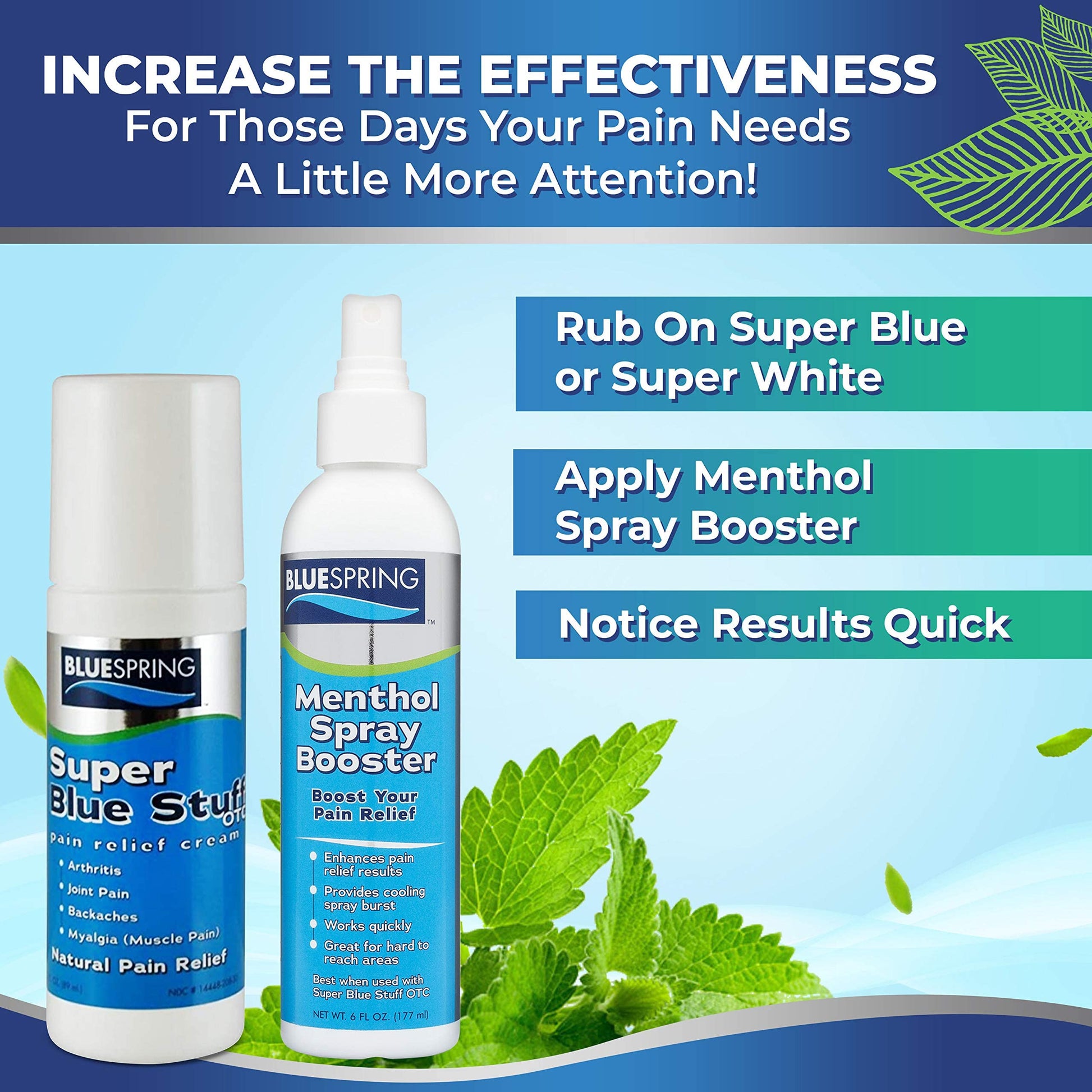 Super Blue Stuff Natural Pain Relief roll on with Emu Oil by BlueSpring- Pain relief rub Anti Inflammatory Analgesic Cream for Back, Knee, Joint, Muscle, Arthritis, and neck Pain Relief- 3 Oz roll-on. Emu Therapy buy supplements canada