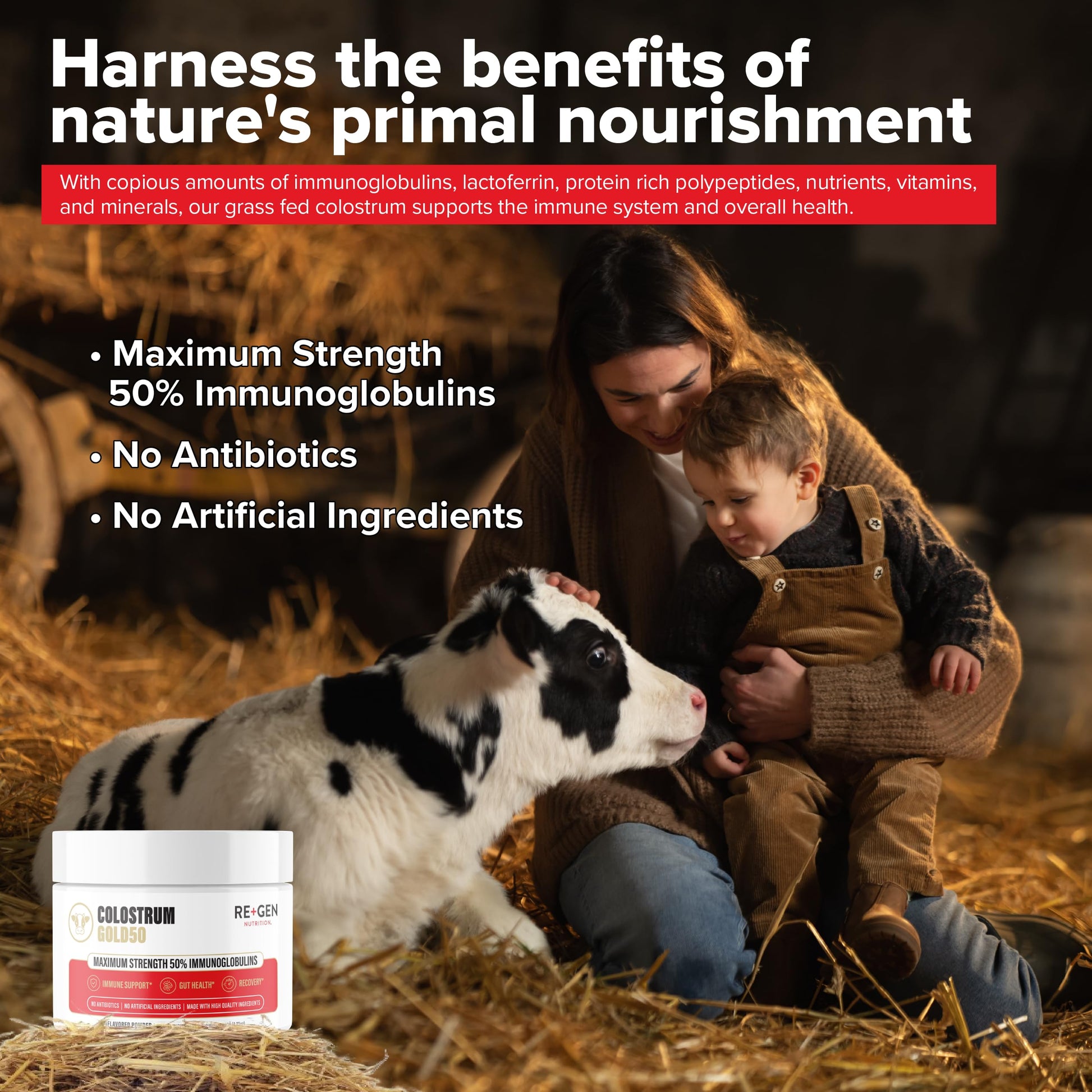 Re+Gen Nutrition Colostrum Gold 50 Bovine Colostrum Powder for Gut Health, Immune Support & Muscle Recovery – 50% IgG Concentration, Grass Fed, Gluten Free, No Artificial Ingredients Re+Gen Nutrition buy supplements canada