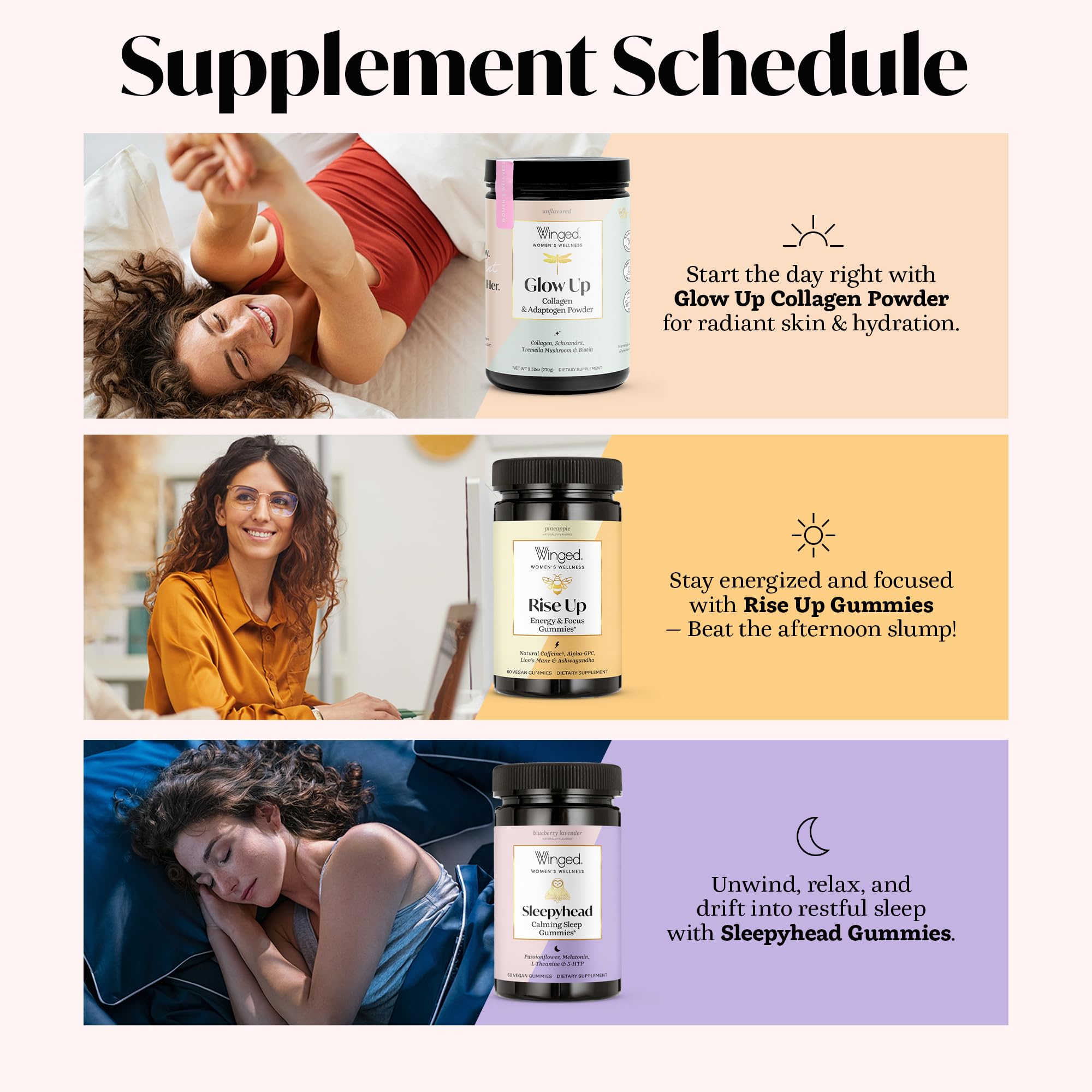 Winged Wellness Rise Up, Energy & Focus Gummies for Women - Daily Brain Boost Gummy Supplement with Natural Caffeine, Ashwagandha, B12, Nootropics Alpha-GPC & Lion’s Mane - Pineapple, 60 Gummies Winged Wellness buy supplements canada