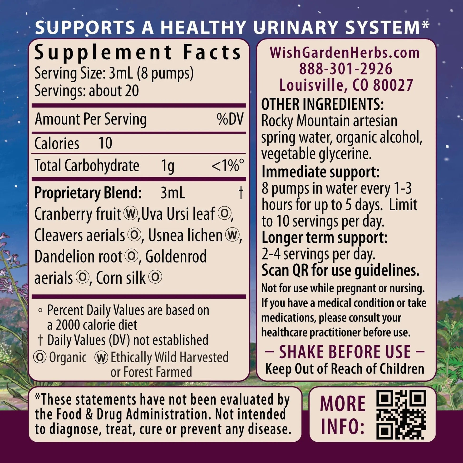 WishGarden Herbs Urinary Strength, Liquid Herbal Tincture, Cranberry, Uva Ursi & Usnea, Supports Urinary Tract Health, Eases Discomfort, Promotes Microbial Balance, 4oz WishGarden buy supplements canada
