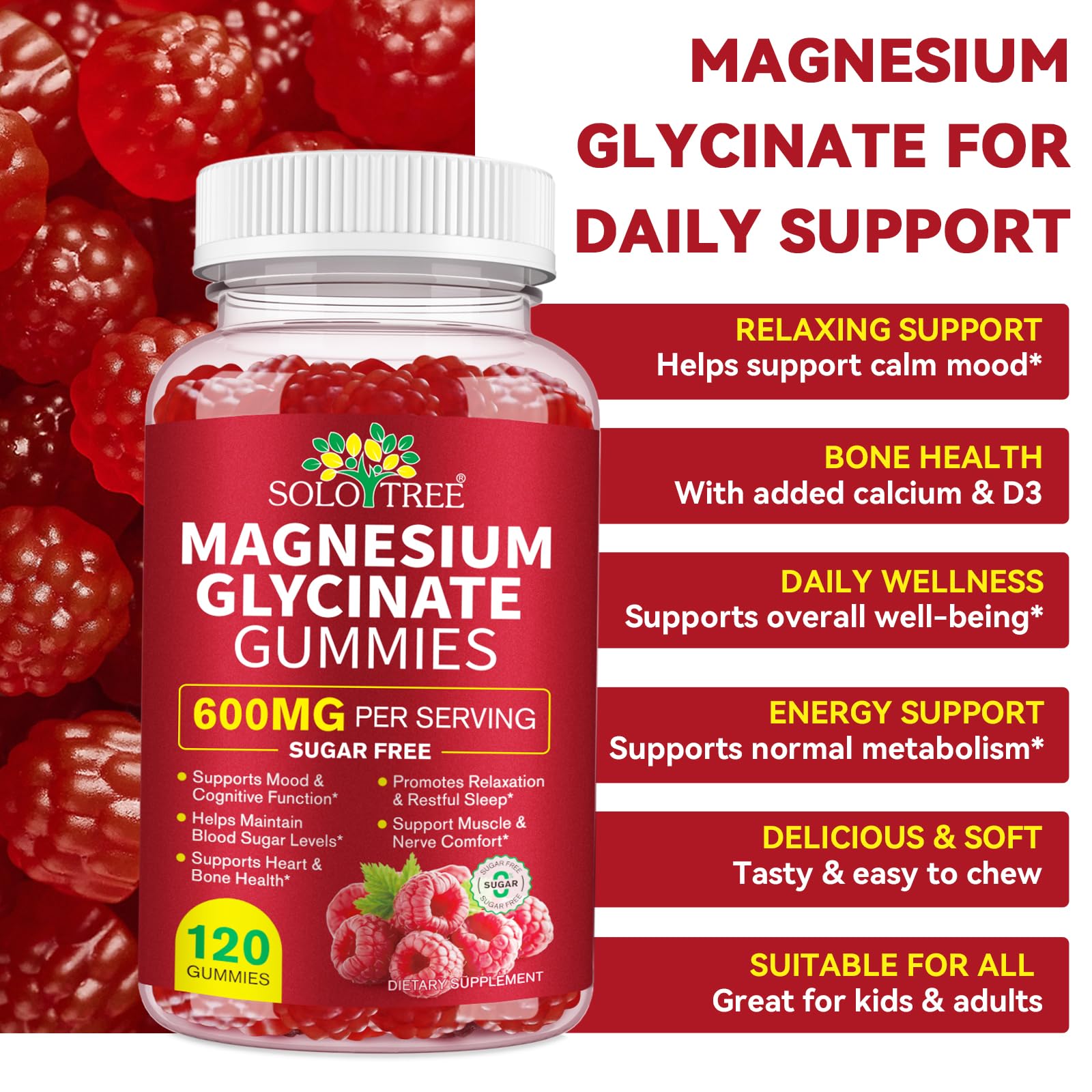 Magnesium Glycinate Gummies 600mg – Sugar-Free High Absorption Magnesium with L-Threonate, Supports Relaxation, Calm & Restful Sleep, Pegciz buy supplements canada