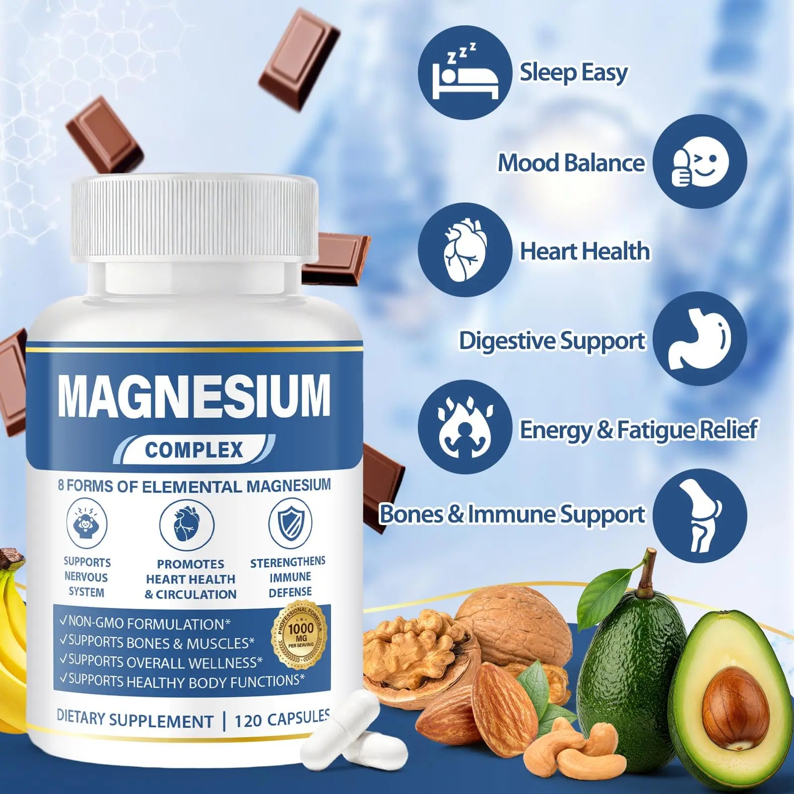 1000mg Magnesium Complex 8 in 1 for Women & Men – Magnesium Glycinate, Citrate, Malate, Taurate, Oxide, Carbonate, Aspartate, Orotate – Vegan Non-GMO, for Sleep, Fatigue & Heart Health, 120 Capsules BOSNETHUINH buy supplements canada