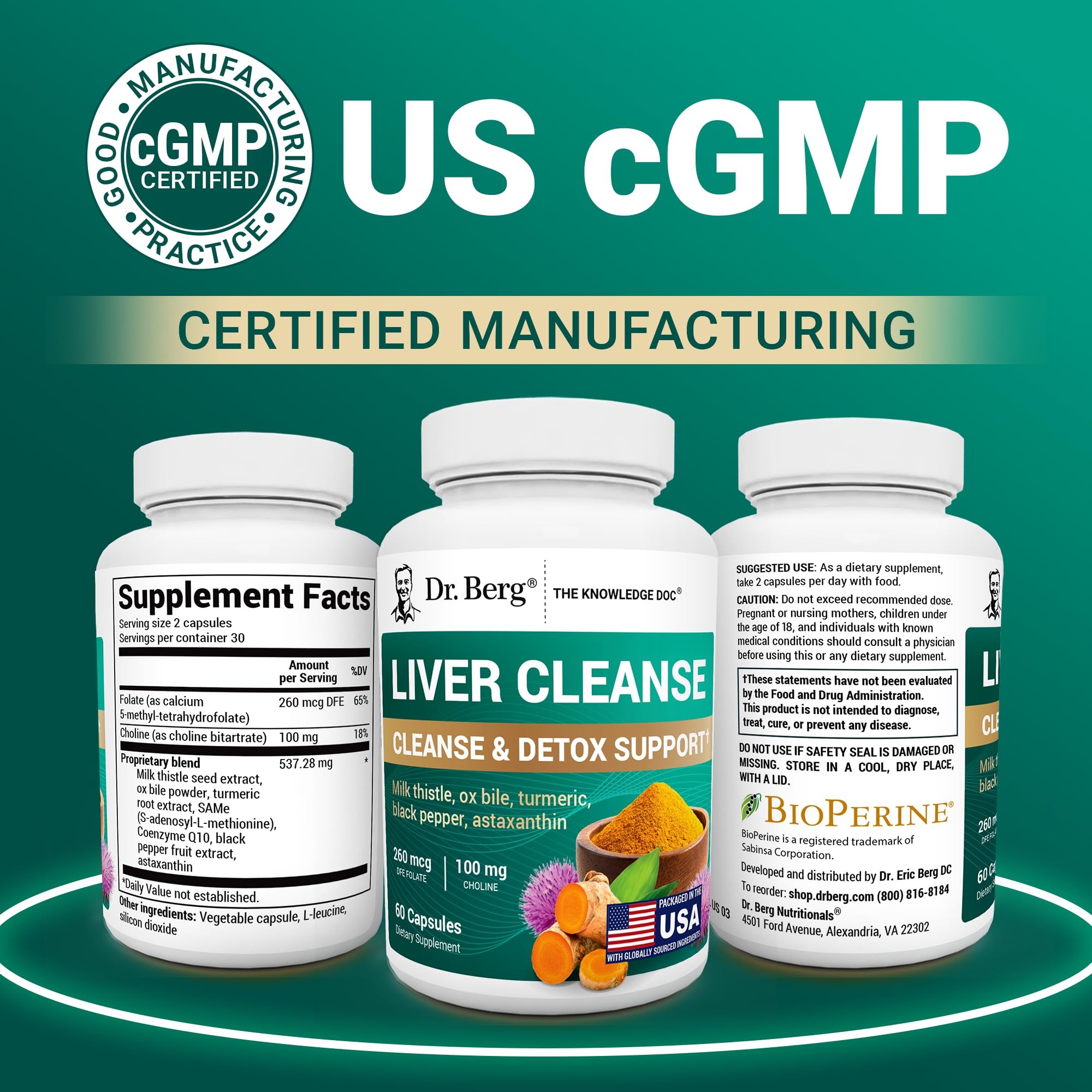 Dr. Berg Liver Cleanse Detox Capsules w/Unique Blend of Milk Thistle, Ox Bile & Folate - Liver Supplement Includes Turmeric, Black Pepper & Choline - 60 Capsules Dr. Berg Nutritionals buy supplements canada