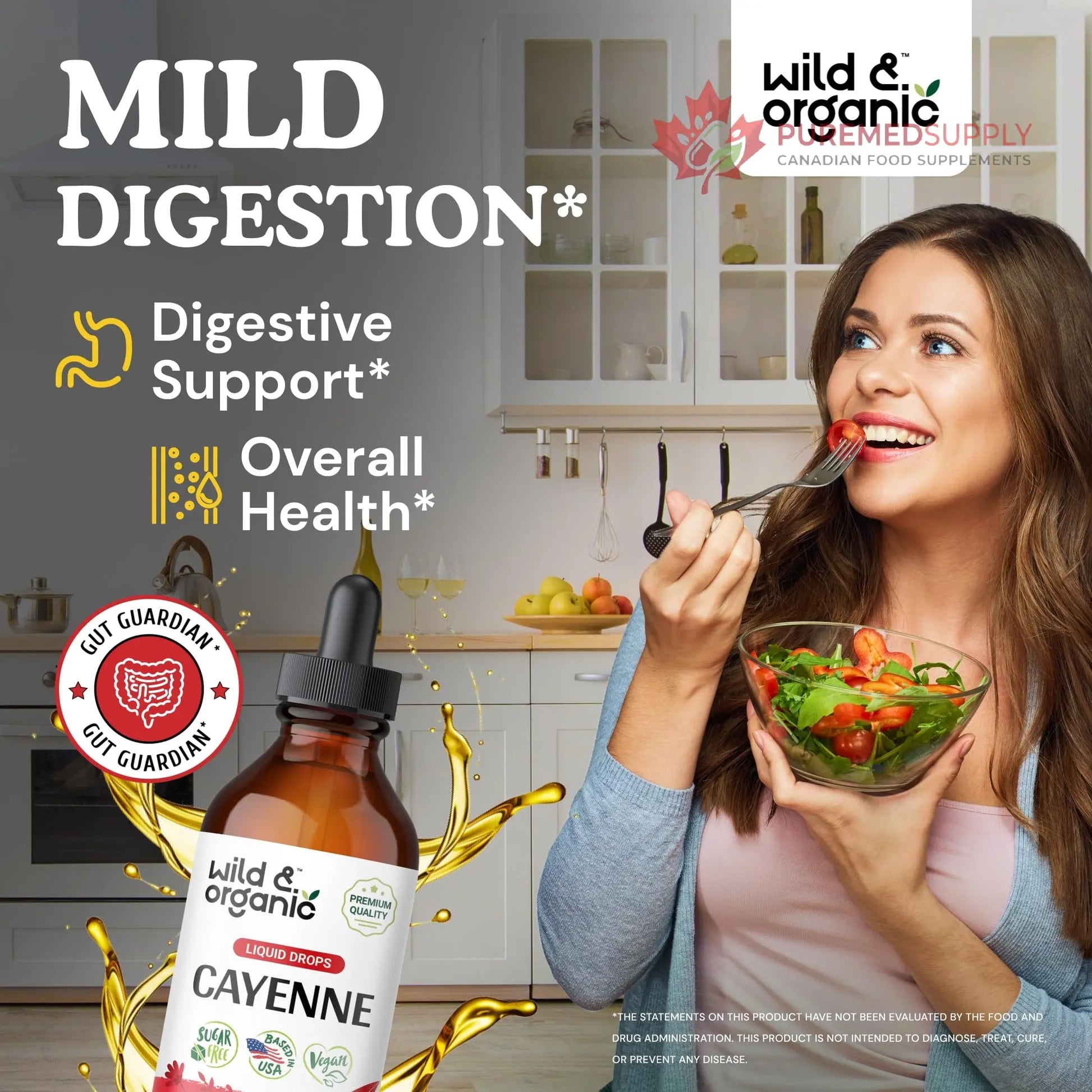 Wild & Organic Cayenne Pepper Tincture - Digestive Support with Capsaicin Extract - Cayenne Pepper Liquid Drops for Overall Well-Being - Unflavored, Vegan, Sugar & Alcohol-Free - 4 fl oz Wild & Organic buy supplements canada