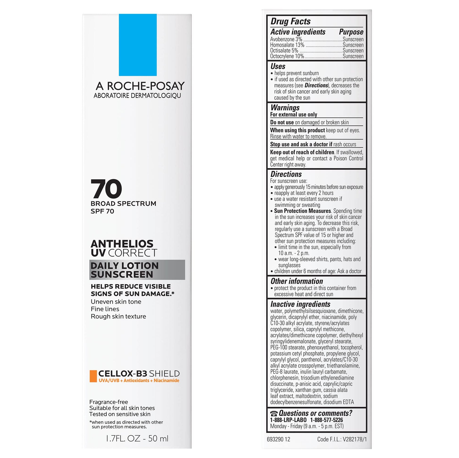 La Roche-Posay Anthelios UV Correct Sunscreen Moisturizer SPF 70, Daily Anti-Aging Face Moisturizer with Niacinamide La Roche-Posay buy supplements canada