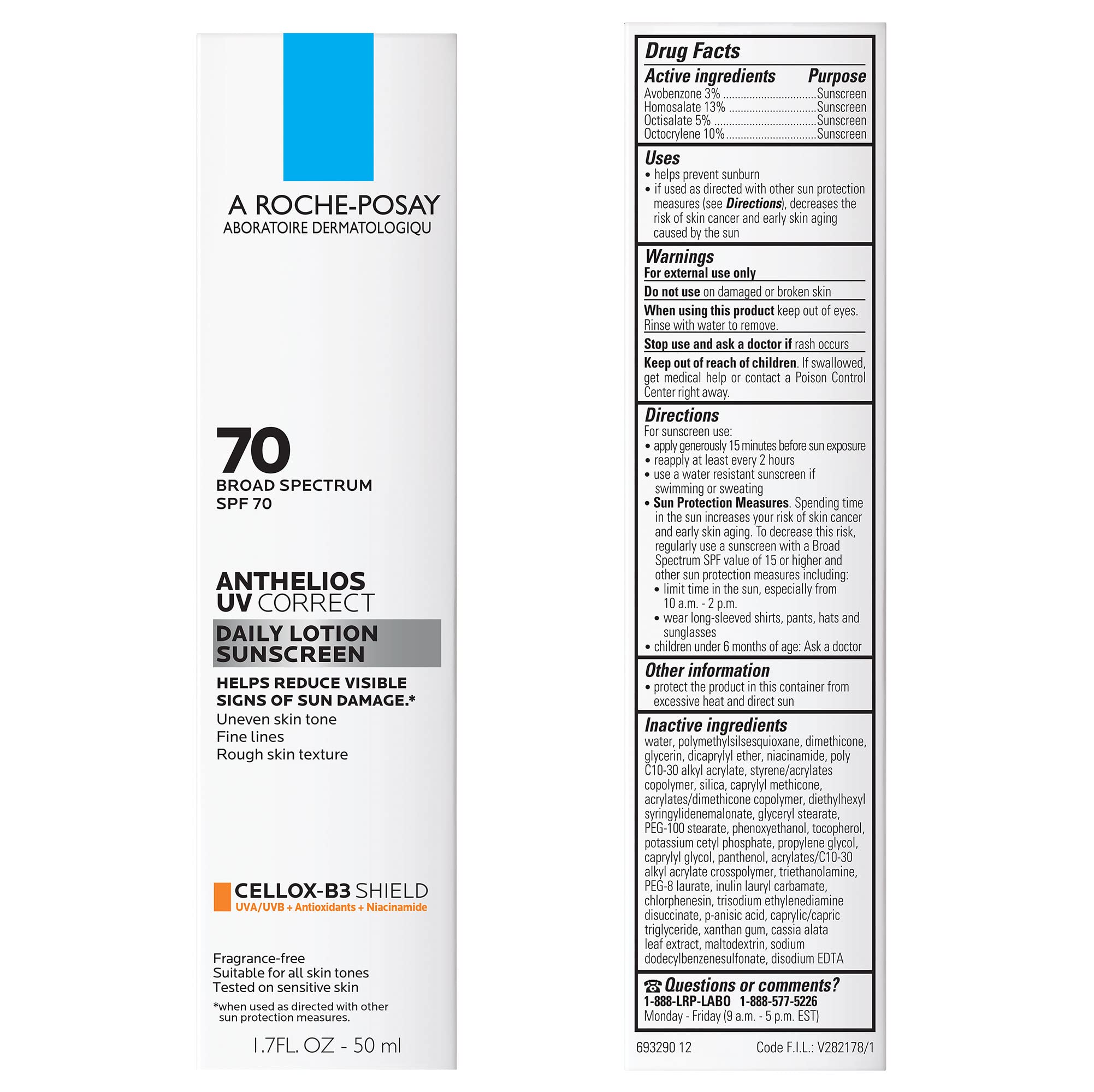 La Roche-Posay Anthelios UV Correct Sunscreen Moisturizer SPF 70, Daily Anti-Aging Face Moisturizer with Niacinamide La Roche-Posay buy supplements canada
