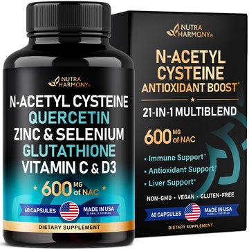 NAC 600 mg Supplement | Quercetin | Zinc | Glutathione | Selenium | Vitamin C & D3 NUTRAHARMONY buy supplements canada
