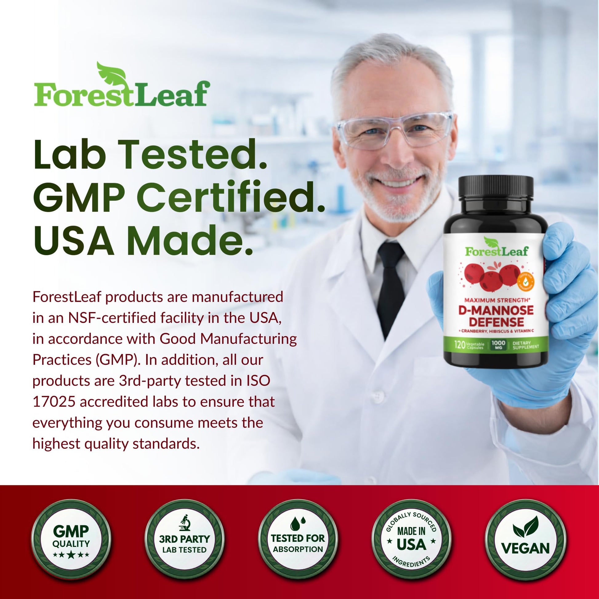 ForestLeaf D Mannose Supplements for Women & Men - D-Mannose 1000mg Capsules with Cranberry, Hibiscus & VIT C - DMannose Pills for UTI ForestLeaf buy supplements canada