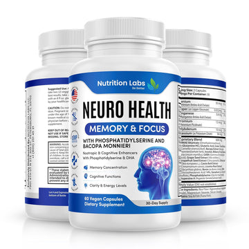 Nootropic & Neuro Brain Supplement for Memory & Focus Support. Clinically Tested Vitamins for Mental Support & Cognitive Clarity W/Bacopa Monnieri, VIT A, B6, Riboflavin, Niacin, Thiamin & Folate NUTRITION LABS BE BETTER buy supplements canada