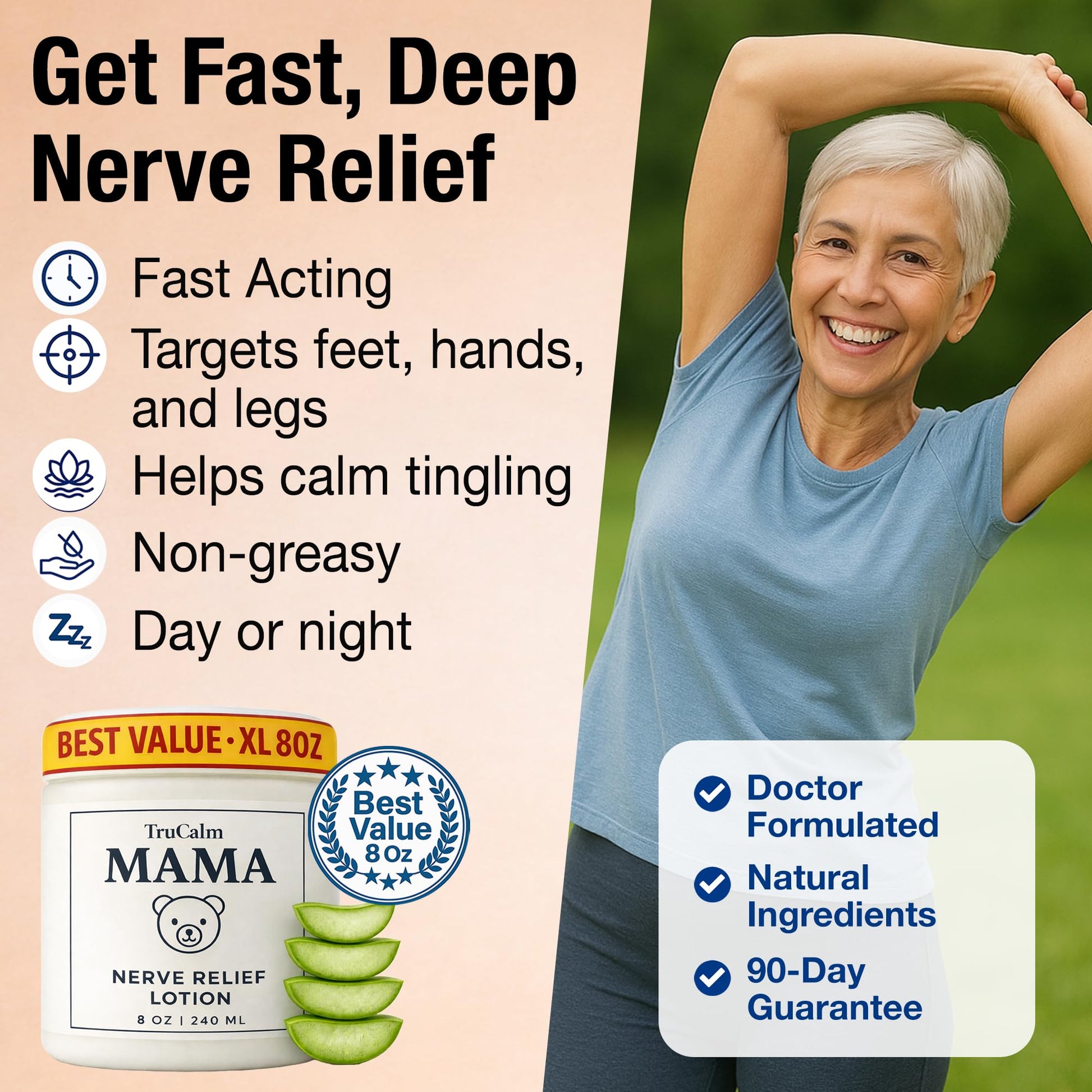 Mama Lotion – Neuropathy Nerve Relief Cream with Magnesium Chloride - Maximum Strength Comfort for Feet, Hands, Legs, Toes - Fast-Absorbing and Non-Greasy Formula for Food and Leg Comfort - 8 Oz TruCalm Mama buy supplements canada