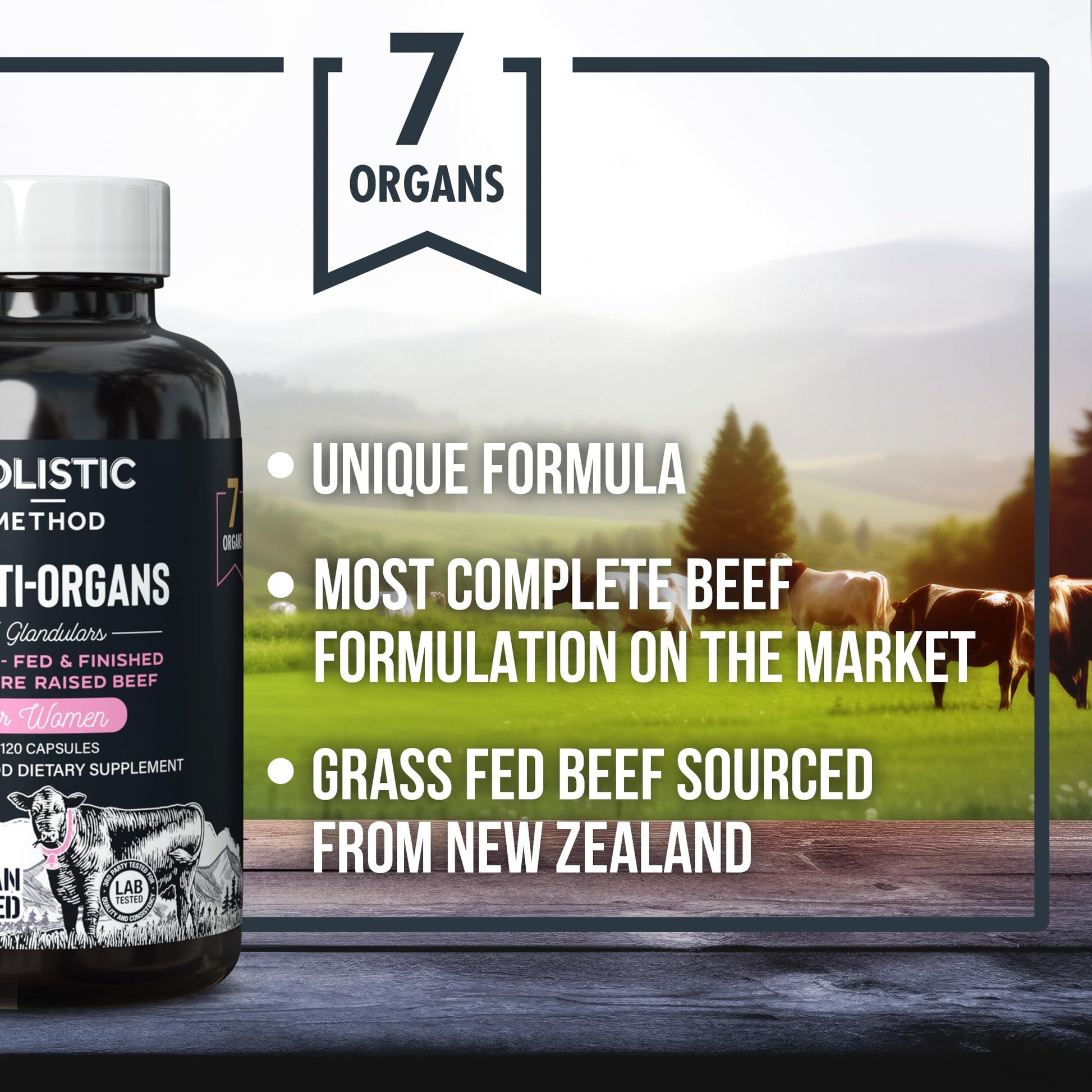 Beef Organ Supplement Grass Fed Complex for Women - 7 Carnivore Meat Proprietary Blend of Beef Liver, Marrow, Brain, Thymus, Spleen, Kidney, Colostrum, Heart, Pancreas, Gallbladder -120 Caps Holistic Method buy supplements canada