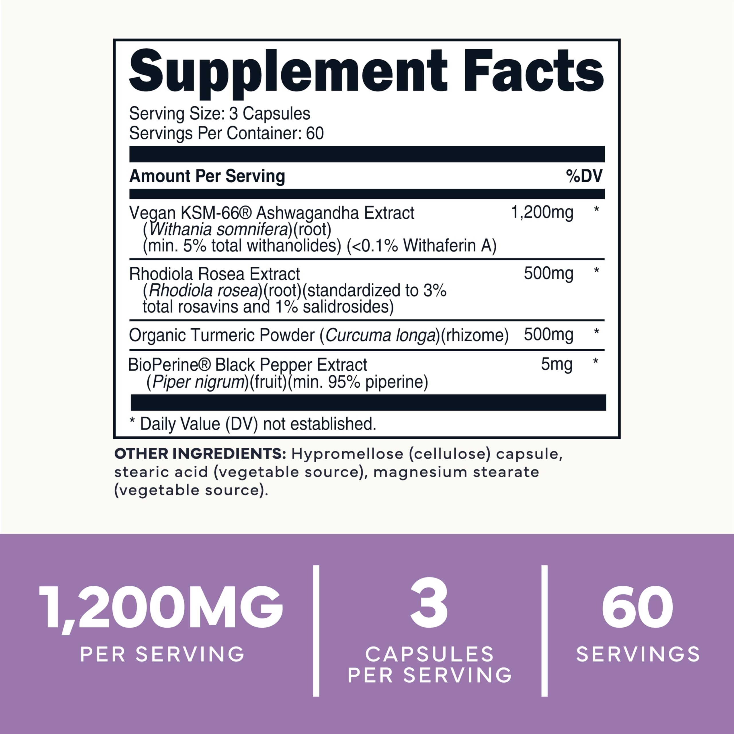 Type Zero KSM-66 Ashwagandha Root Extract 1,200mg, 60 Servings - High Potency 5% Withanolides - with Turmeric, Rhodiola Rosea and BioPerine Black Pepper Extract - 180 Veggie Caps Type Zero buy supplements canada