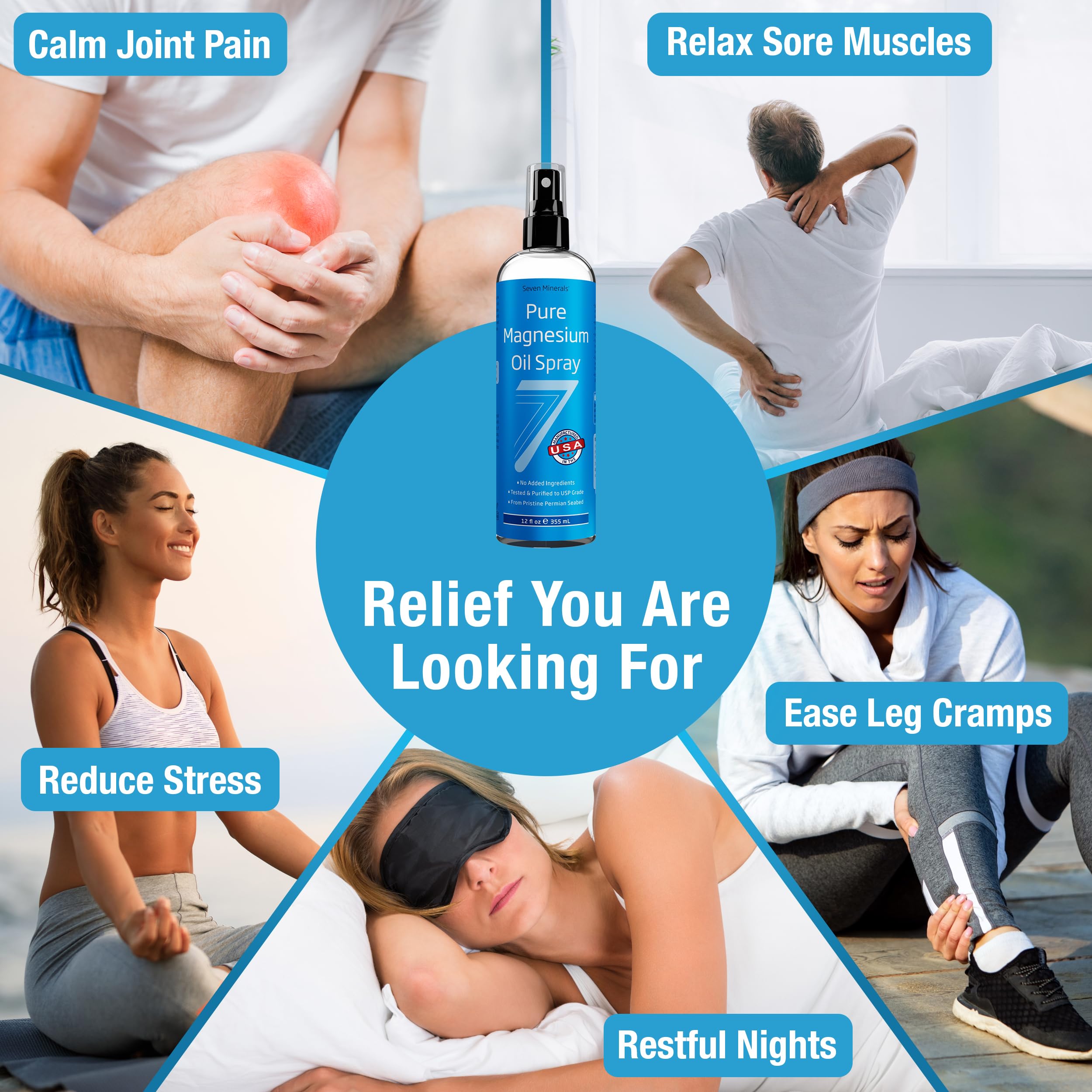 Seven Minerals Pure Magnesium Oil Spray, Big 12oz, USP Grade, Extra Strength, for Feet, Sleep, Muscle Pain & Cramps - Mined in The USA Seven Minerals buy supplements canada