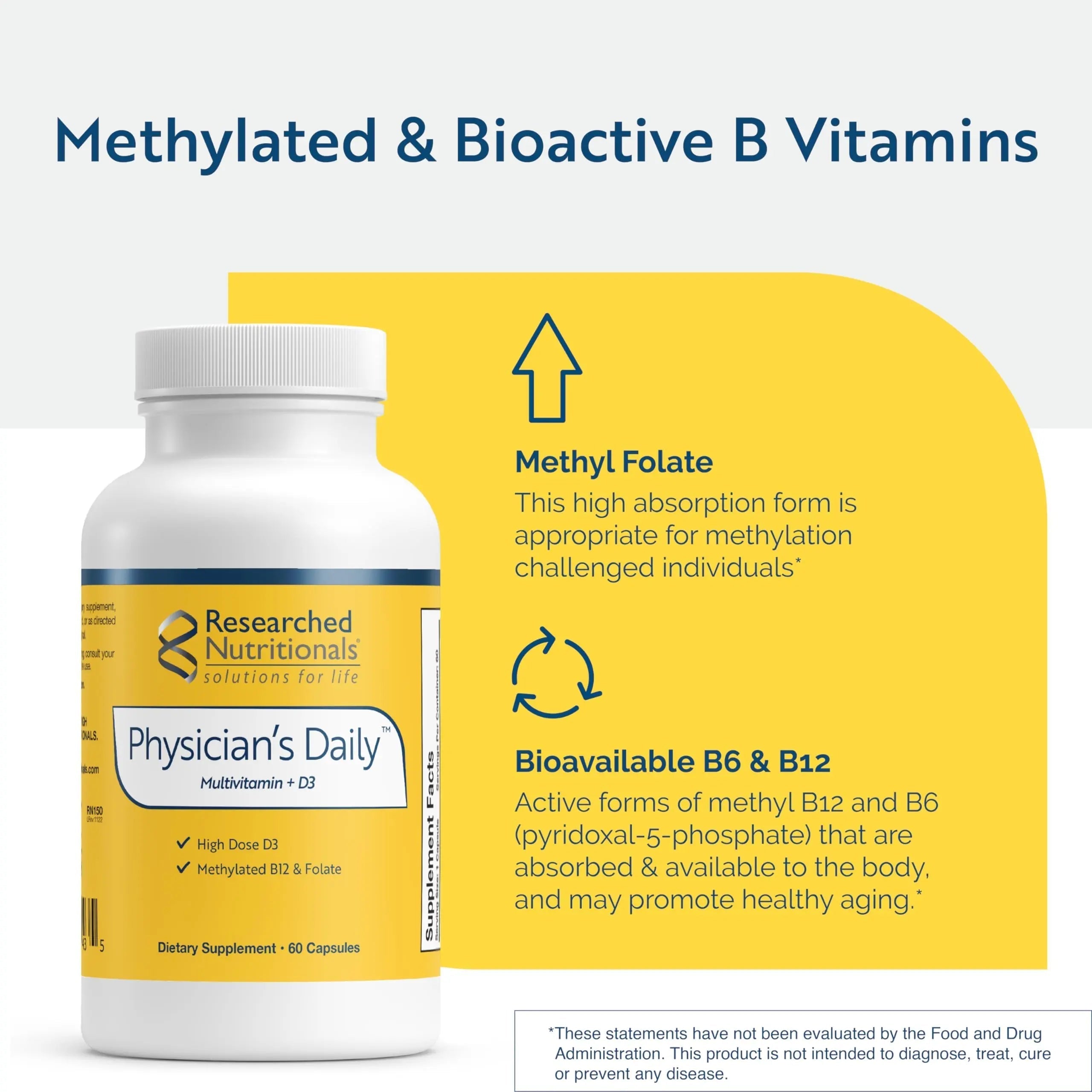 Researched Nutritionals Physician's Daily + D3 Supplement - Daily Multivitamin for Men and Women with Vitamin D3 2000iu Researched Nutritionals buy supplements canada