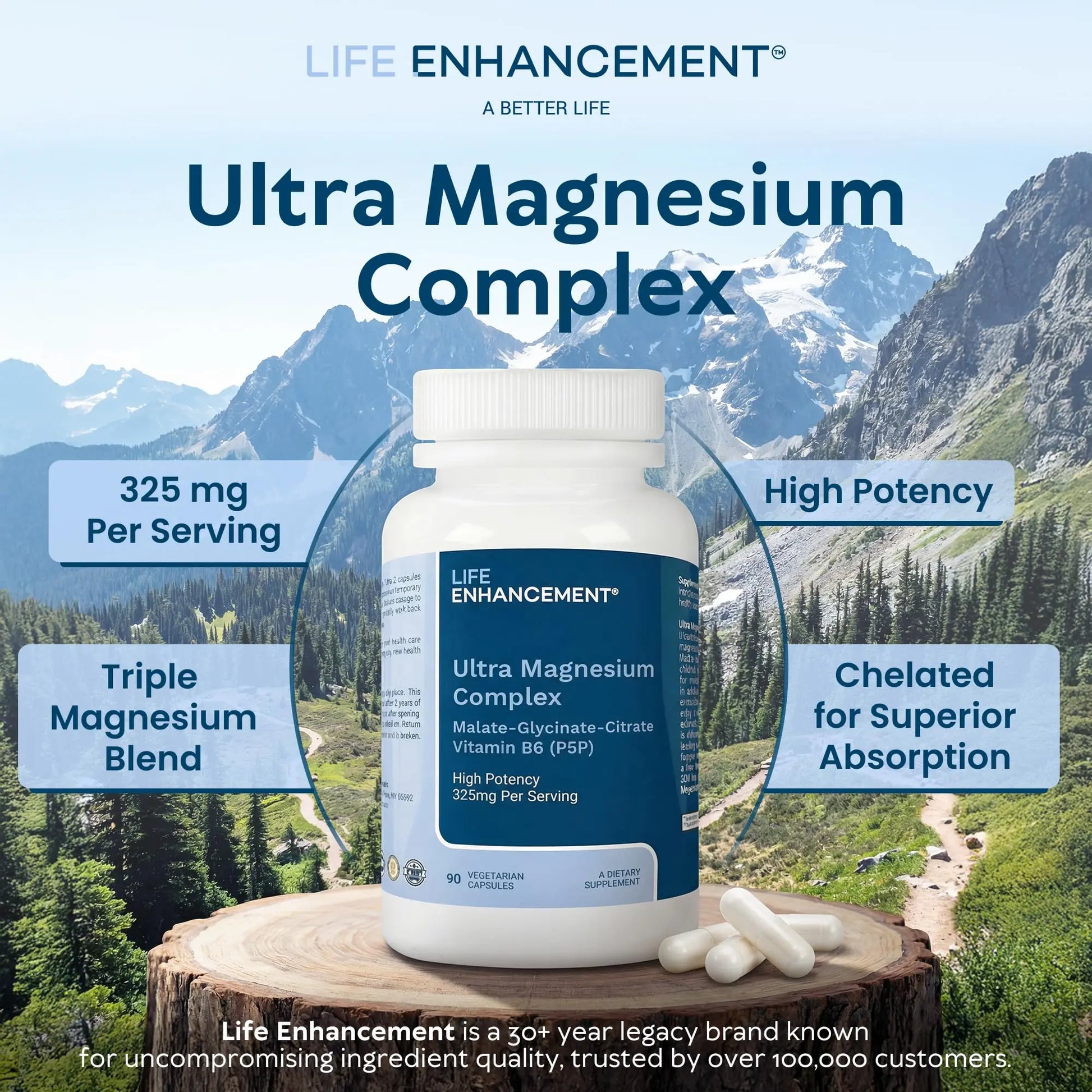 Life Enhancement Ultra Triple Magnesium Complex - 325 mg - with B6, Glycinate, Malate & Citrate - Magnesium Supplement Enhance Sleep and Brain Function - Made in USA (90 Vegetarian Capsules) Life Enhancement buy supplements canada