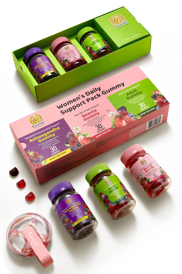 Women's Multivitamin Gummy Pack, 3 Support for Hair Skin Nails Sleep Daily Health, Vitamins A, D, C, E, Biotin, Ashwagandha SUNGIVEN buy supplements canada