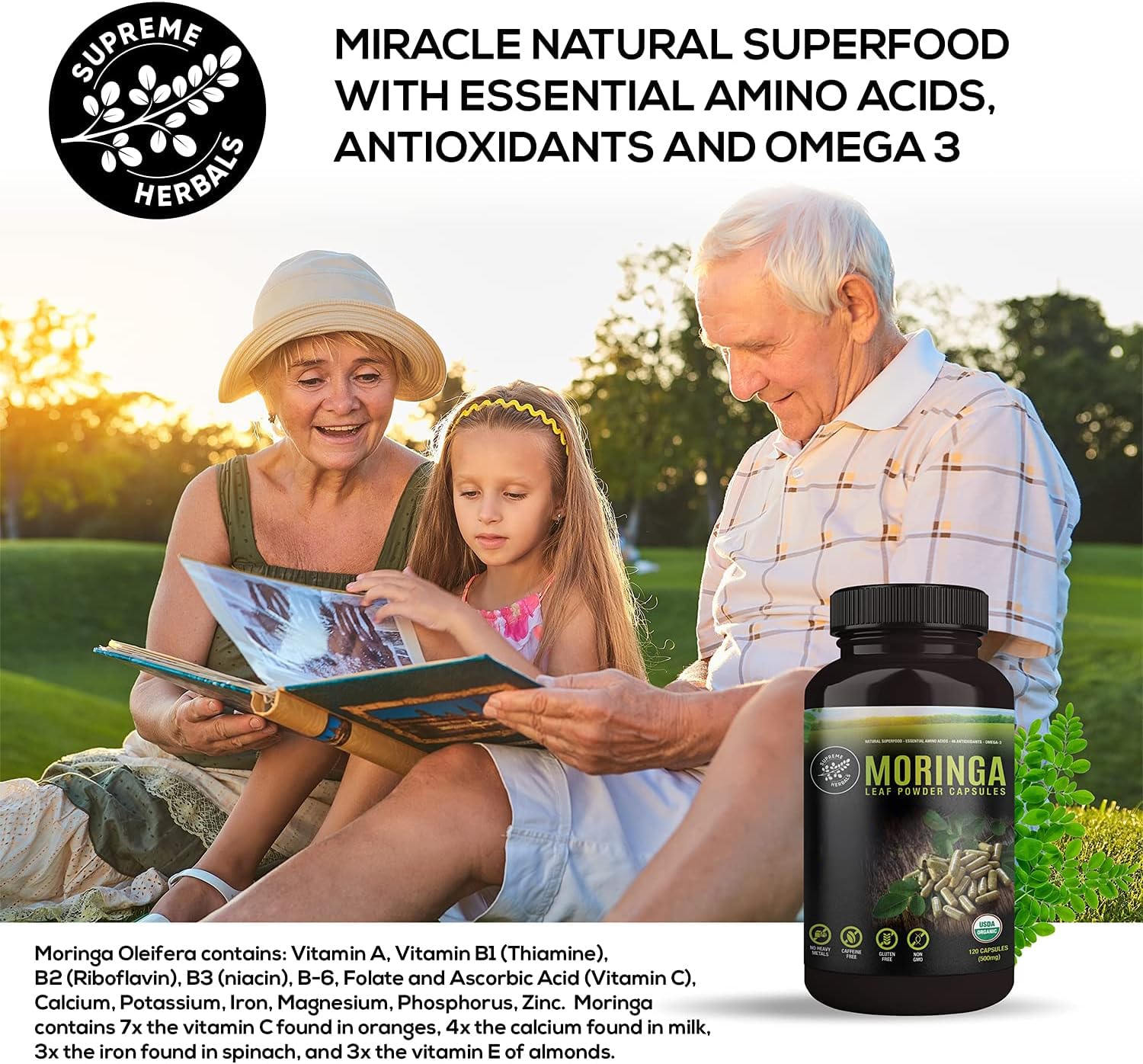 SUPREME HERBALS, 100% Raw and Pure Moringa Leaf Powder Capsules. Organic Certified Moringa Leaf. Natural Superfood with Essential Amino Acids SUPREME HERBALS buy supplements canada