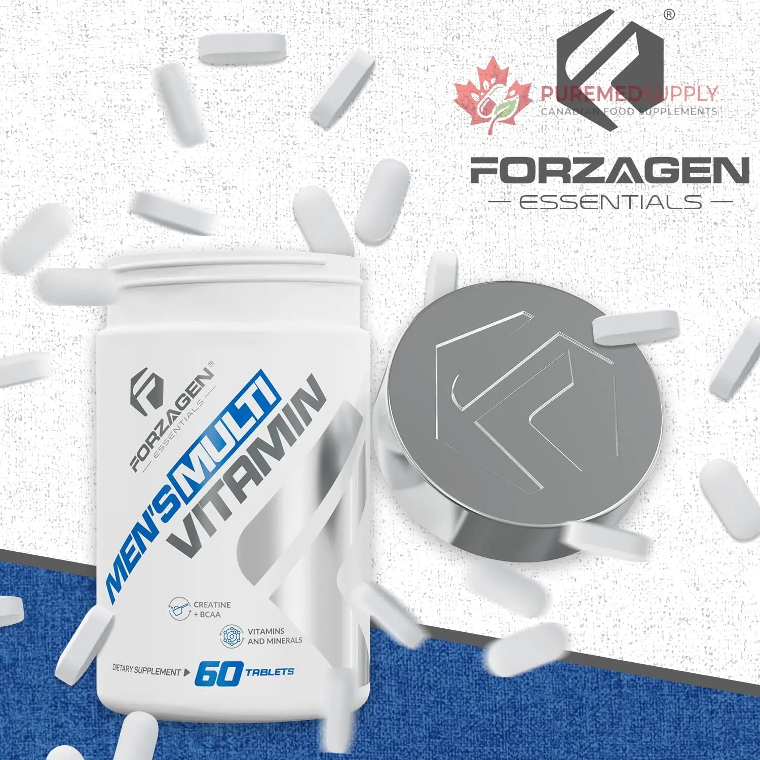 Forzagen Essentials Men's Multivitamin with Creatine and BCAA, Complete Vitamin and Mineral Complex, 60 Tablets Forzagen buy supplements canada