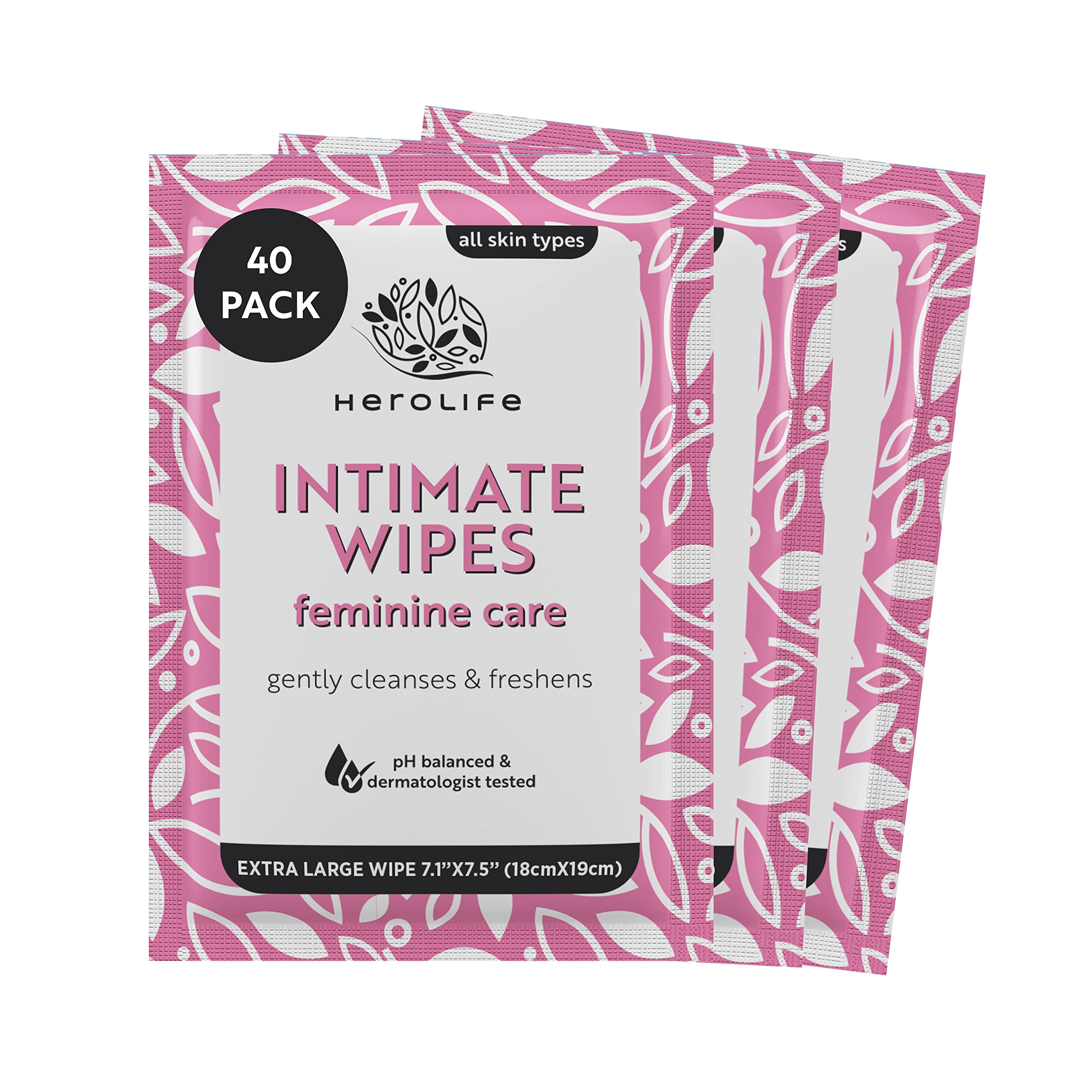 HEROLIFE Personal Wipes for Feminine Care, Single Use To Go, Plant-Based, 1 pack of 40 Single Herolife buy supplements canada