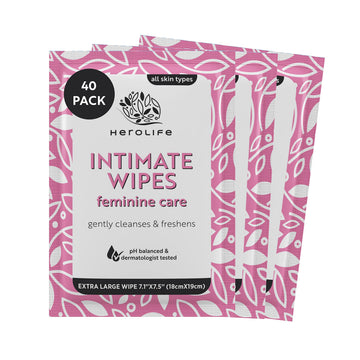 HEROLIFE Personal Wipes for Feminine Care, Single Use To Go, Plant-Based, 1 pack of 40 Single Herolife buy supplements canada