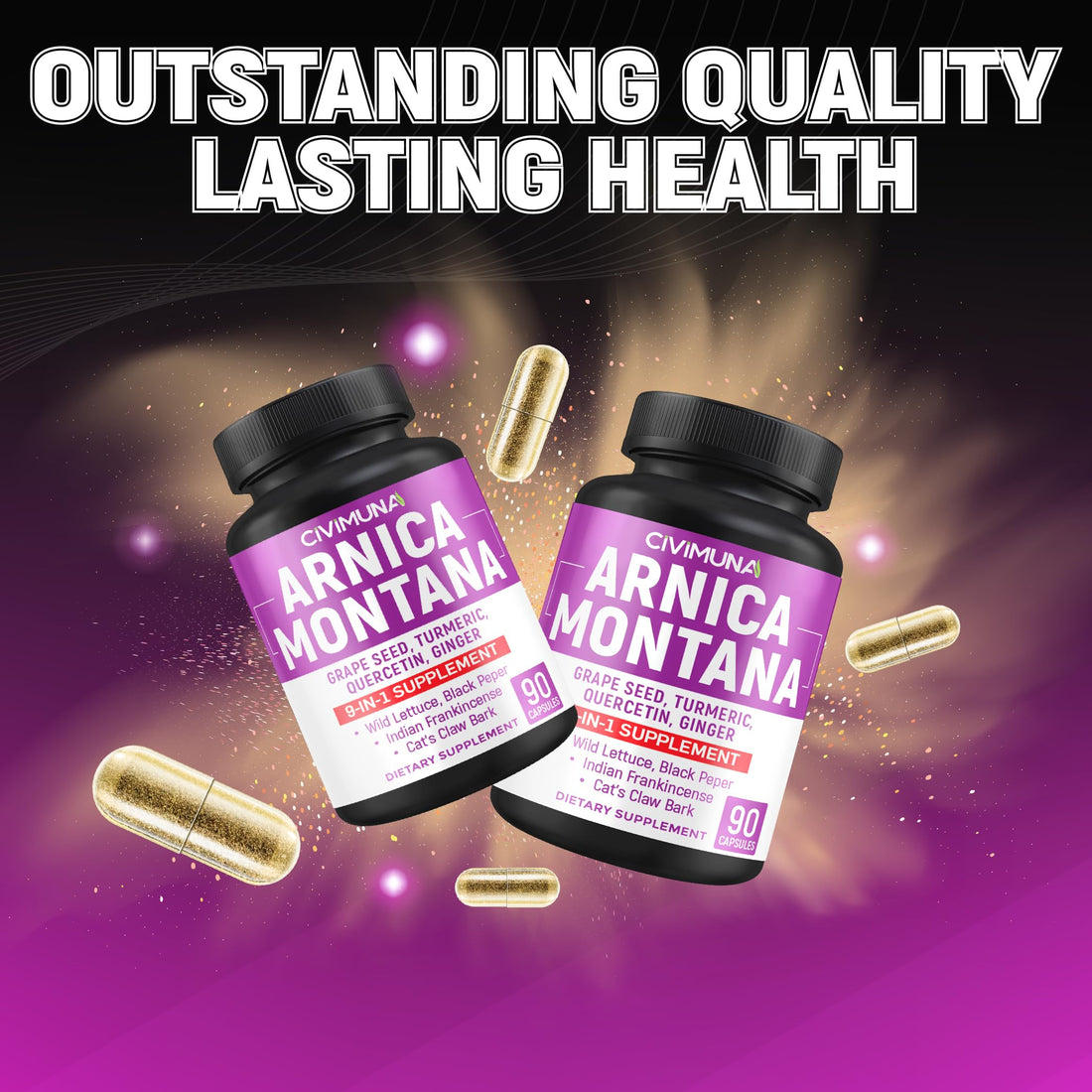 Arnica Capsules with Arnica, Grape Seed, Turmeric and More - 90 Capsules for 3 Months Supply CIVIMUNA buy supplements canada
