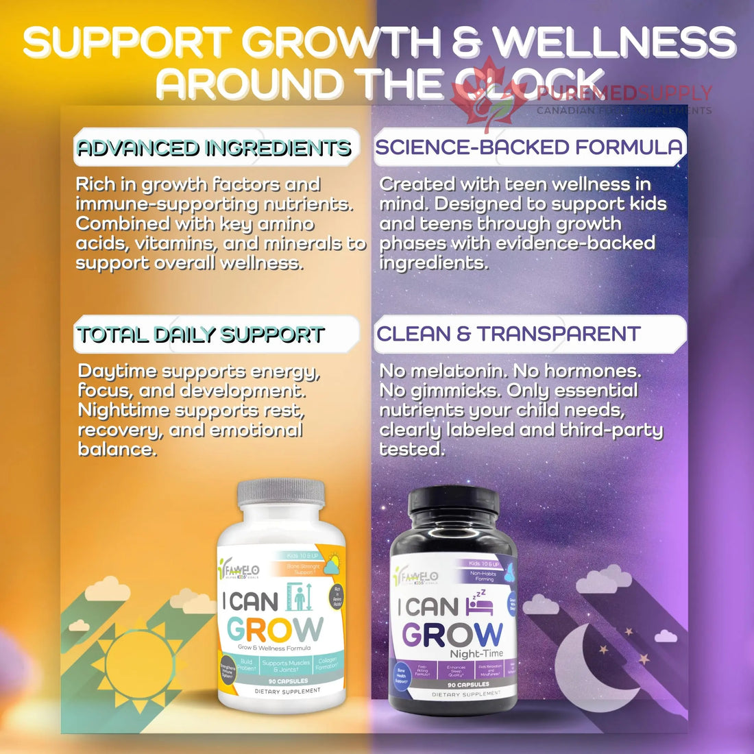 I Can Grow (3 Pack) Height Boosters for Kids 10+, Teen Vitamins for tru Height - Natural Growth Supplement for Optimal Development - Supports Bone Strength and Immune Health with Colostrum Fawelo buy supplements canada